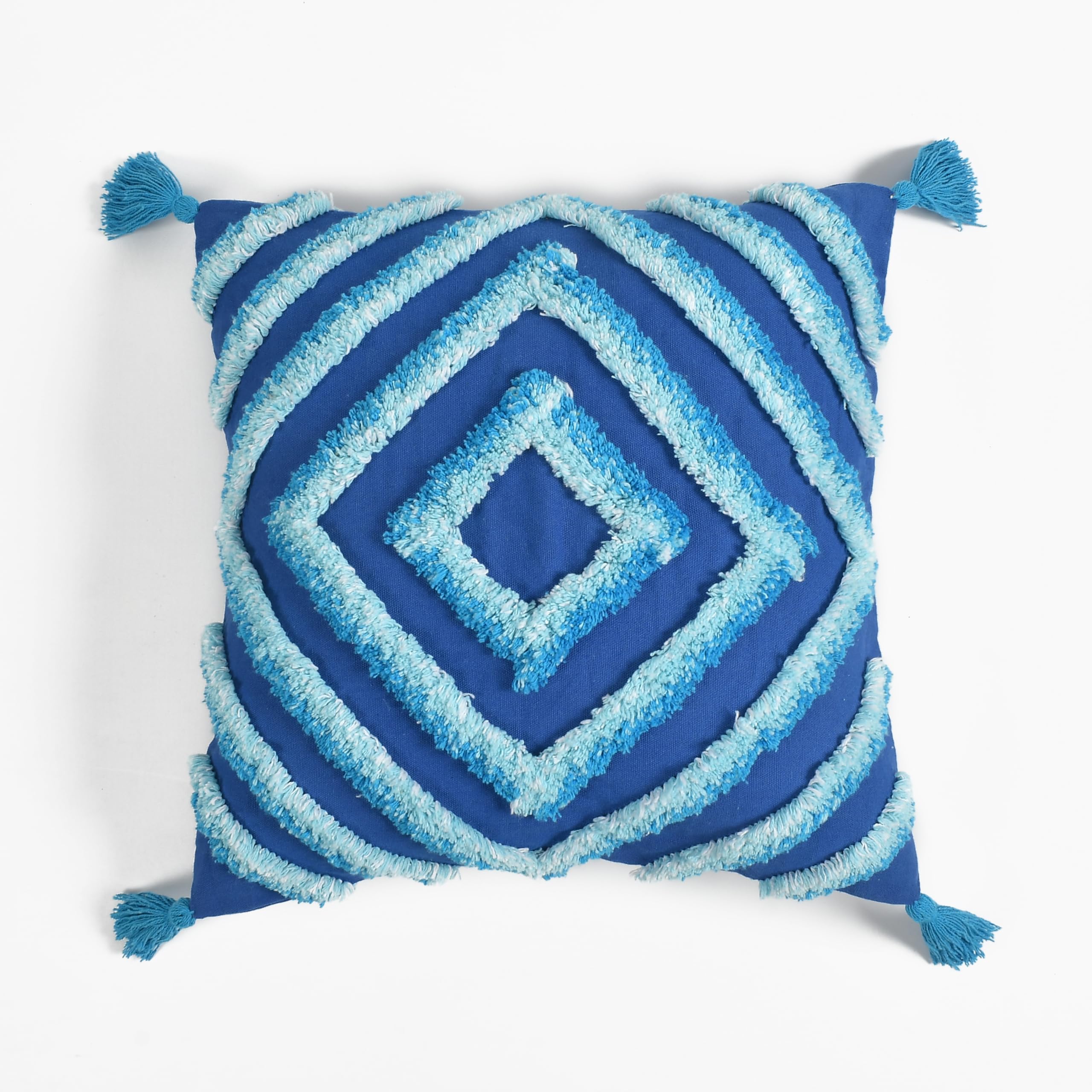 Wisdom Decor Sofa Cushion Cover Cotton For Living Room Couch Soft Pillow Covers (Royal Blue Diamond, 16 X 16)