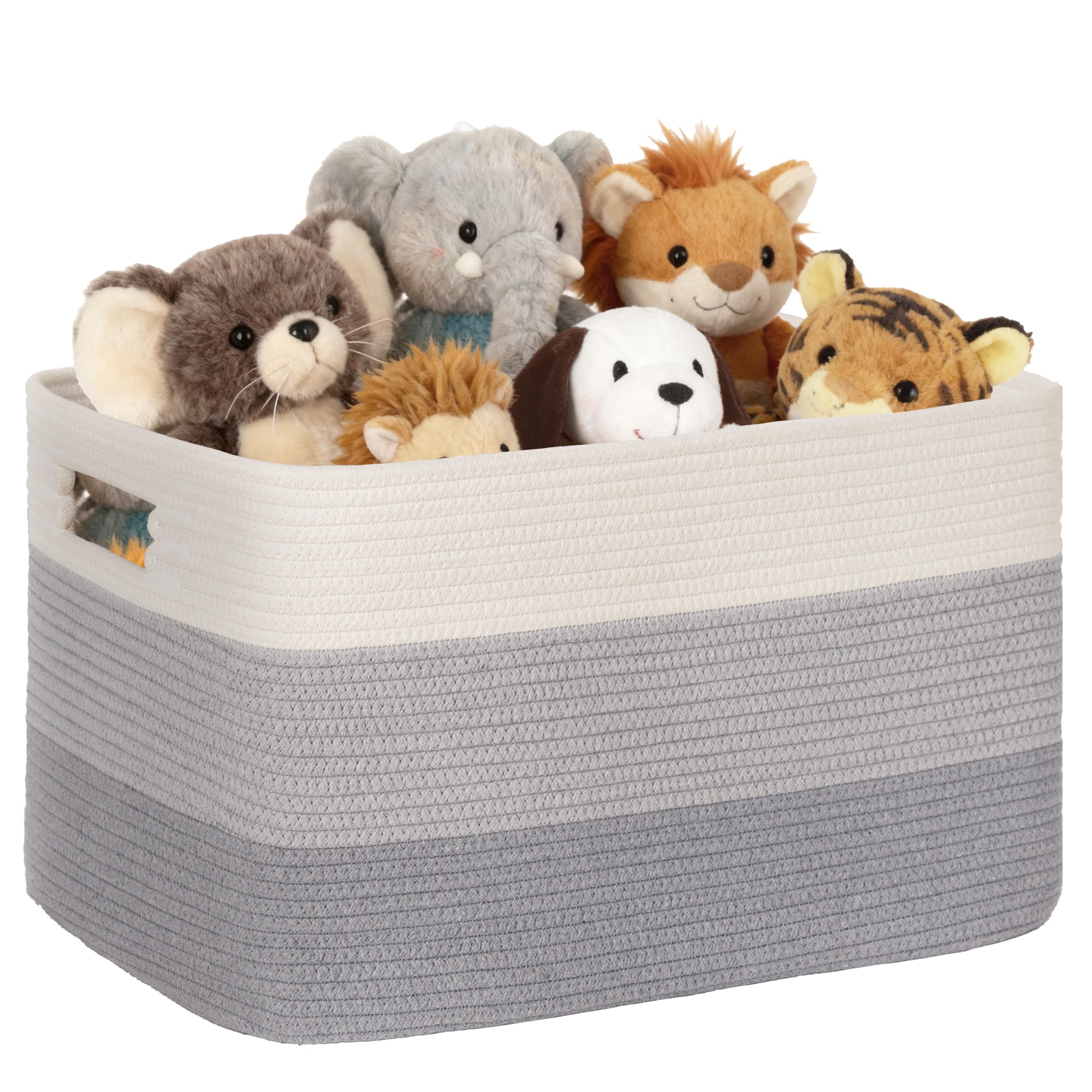 SunNewt 72L Large Laundry Basket with Leather Handles for Living Room Storage, Woven Rope Baskets Bin for Blanket, Kids Toy, Gif