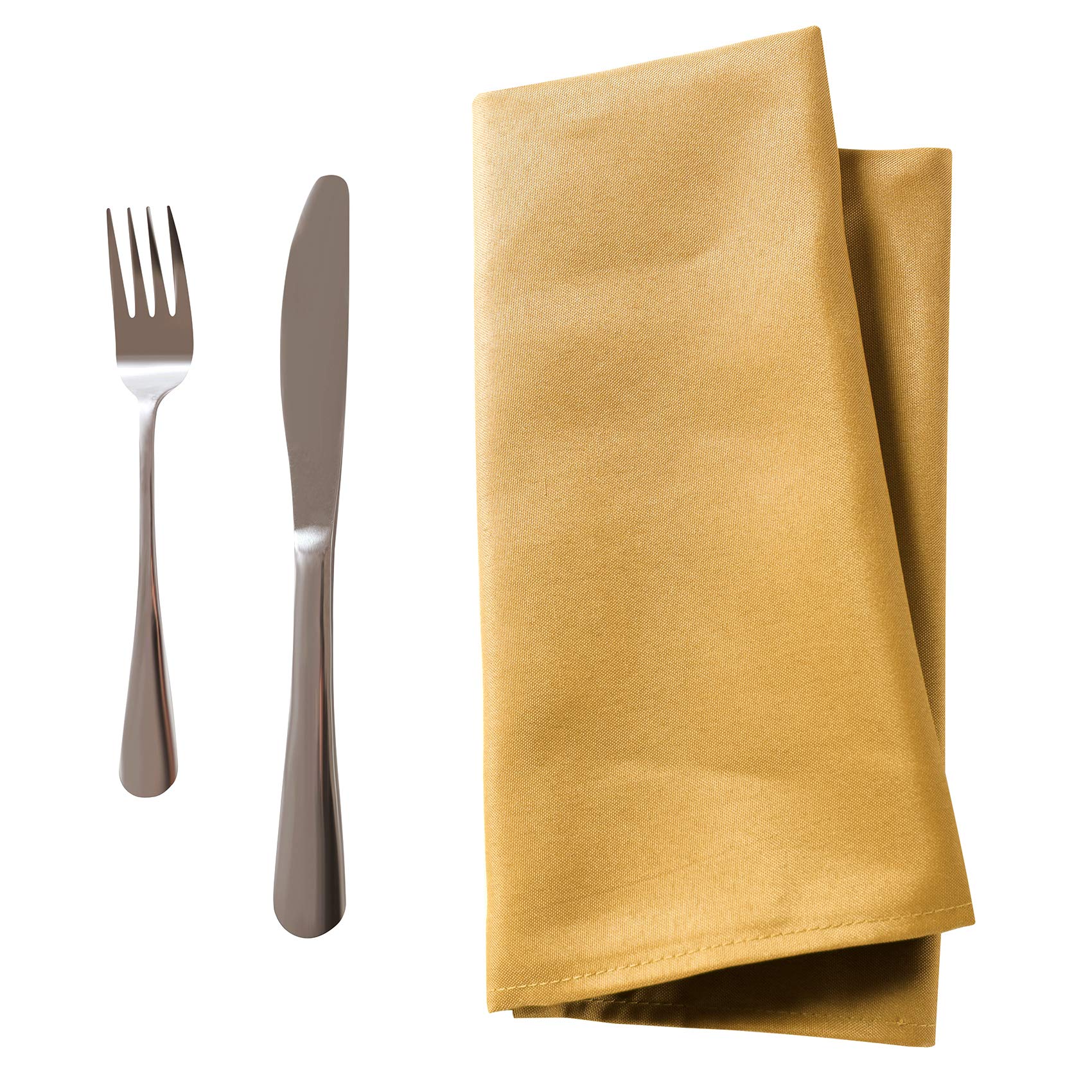 25Pcs Polyester Cloth Napkins - 17 X 17 Inch Gold Washable Dinner Napkins With Hemmed Edges For Restaurant/Wedding/Hotel(25,Gold