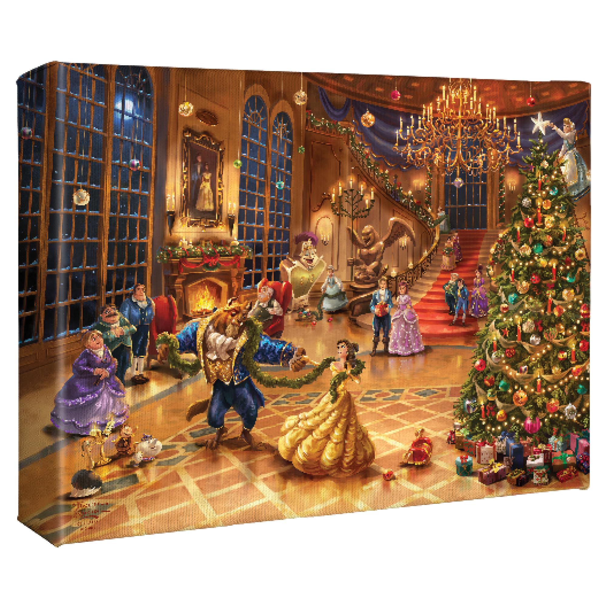Thomas Kinkade Disney Beauty And The Beast (Beauty & The Beast Christmas Celebration, 8'' X 10'')