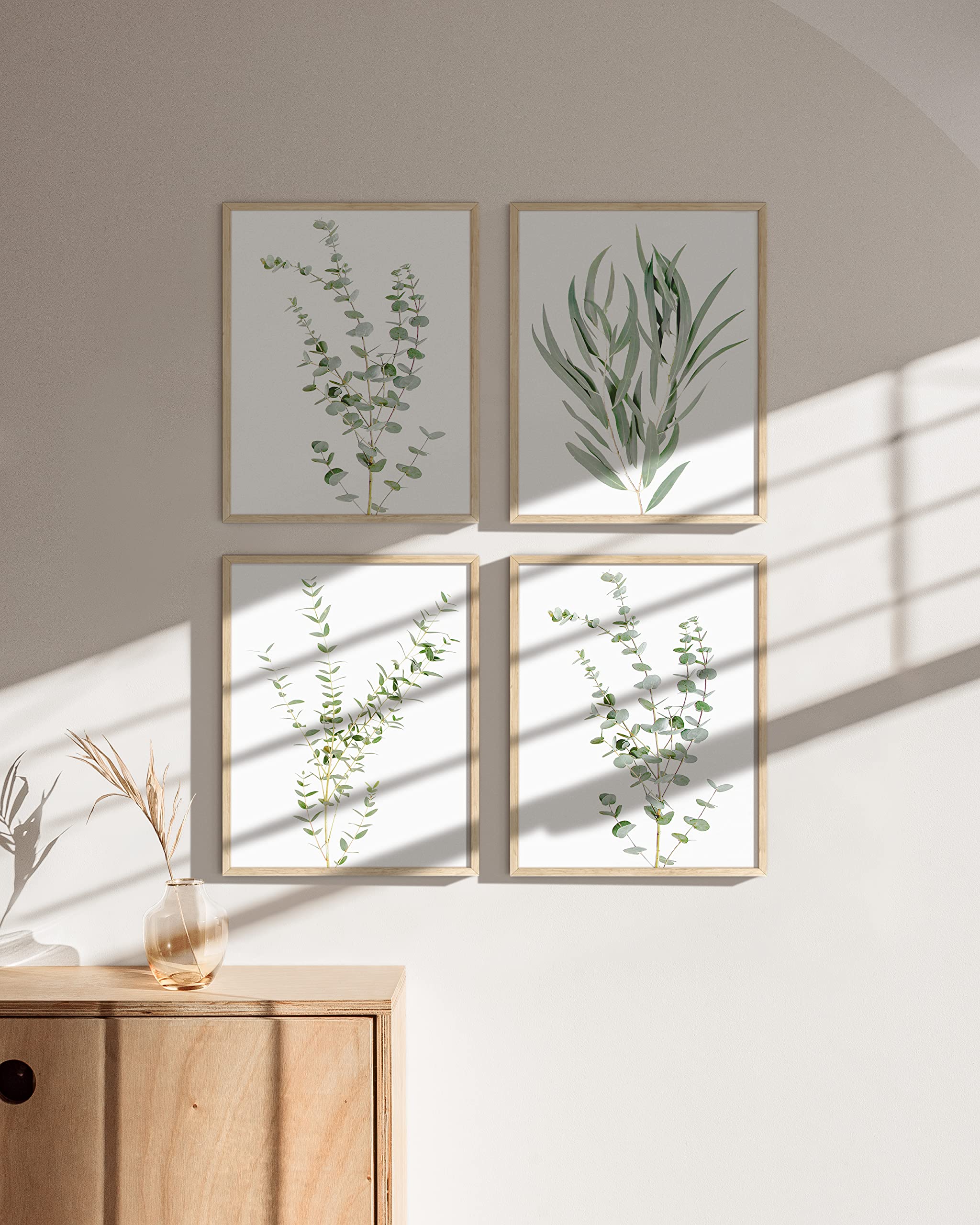 HAUS AND HUES Botanical Plant Wall Art Prints - Set of 4 Plant Wall Decor Prints Floral Kitchen Flower Leaves Wall Art Boho Leaf Eucalyptus (11x14  UNFRAMED)