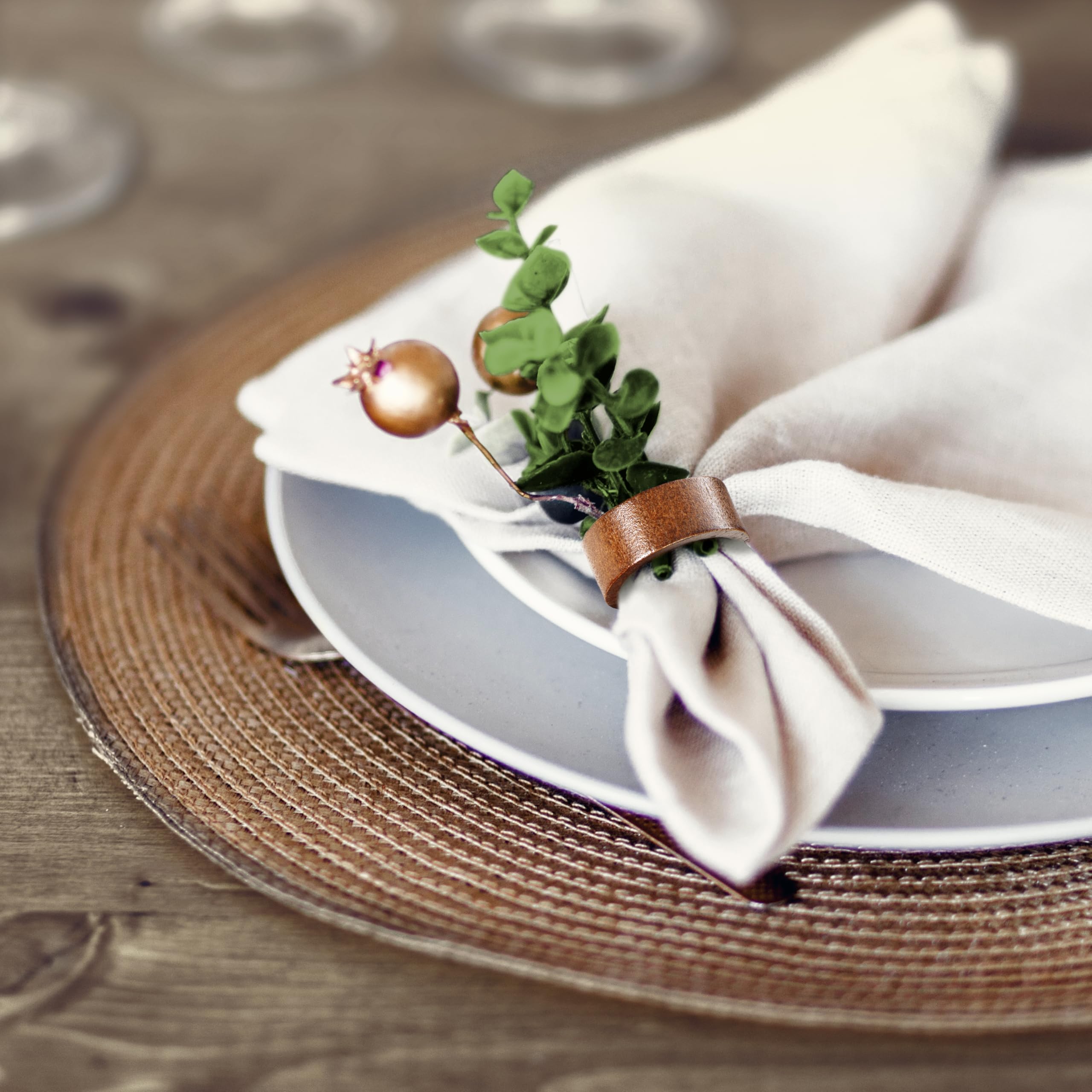 Napkin Rings Set Of 12, Wooden Napkin Rings Artisan Crafted In India, Tabletop Decor