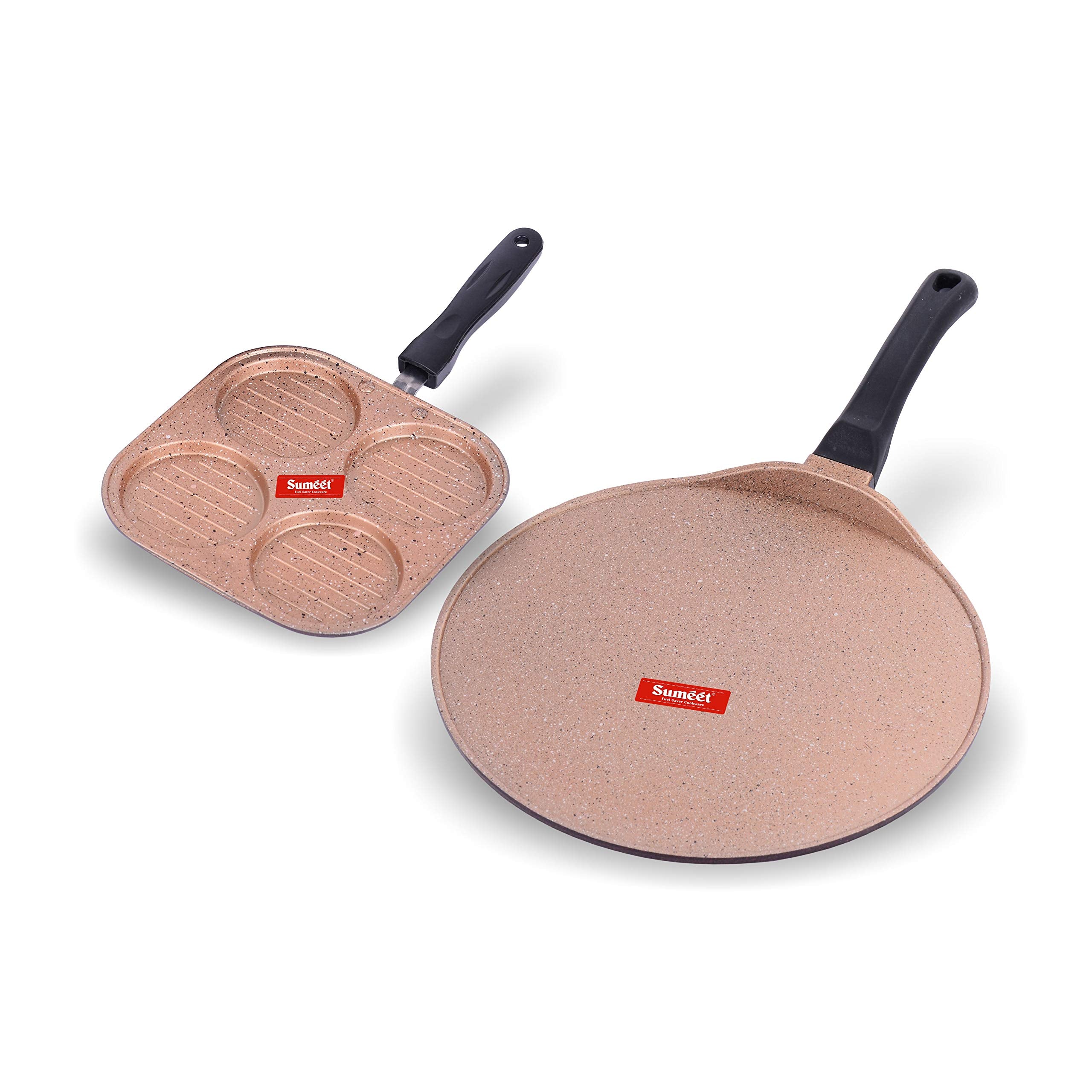 Sumeet Nonstick Granite Finish Enigma Cookware Set (Tawa 30.5Cm Dia + Mini Multi Snack Maker - 4 Cavity - 19.5Cm Dia)