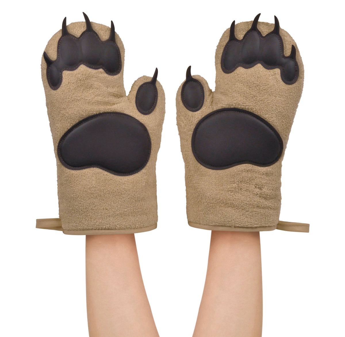 Genuine Fred Bear Hands Oven Mitts - Quality Cotton With Heat Resistant Silicone - Fun & Function Kitchen Gadgets - Funny White