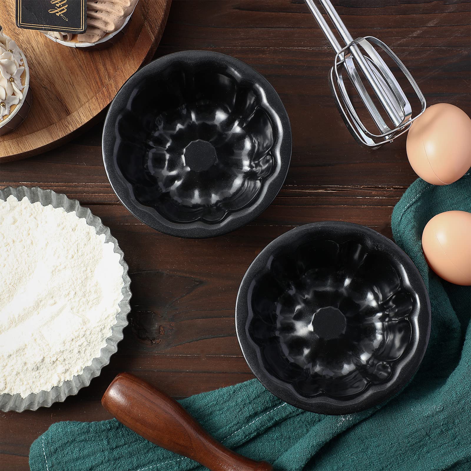 Ctosree 16 Pcs 4 Inches Fluted Mini Cake Pan Nonstick Fluted Cake Pan Carbon Steel Tube Pan Metal Tube Oven Baking Mold With Flo