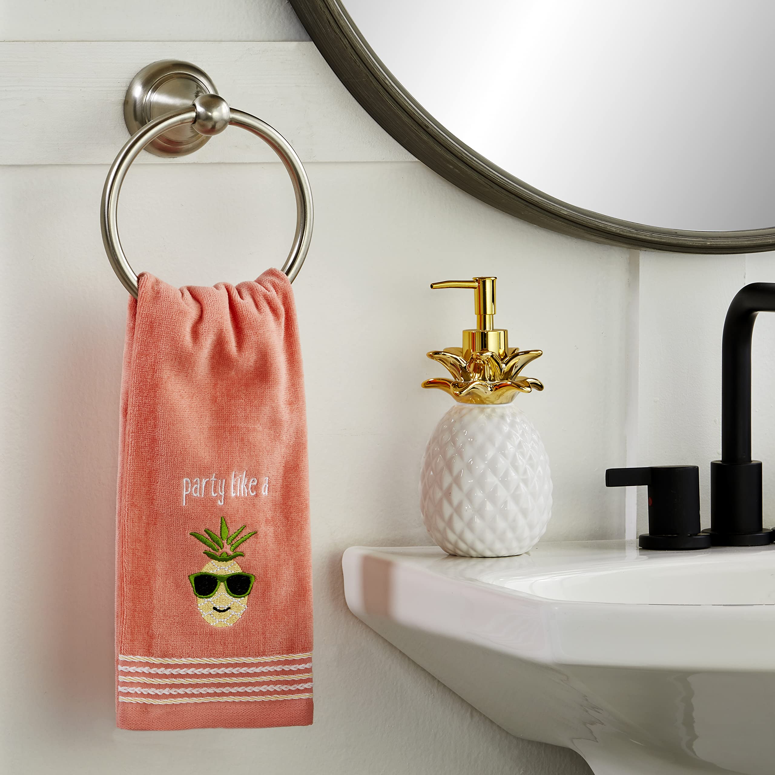 Skl Home By Saturday Knight Ltd. Party Pineapple 2 Pc Hand Towel Set, Coral Pink