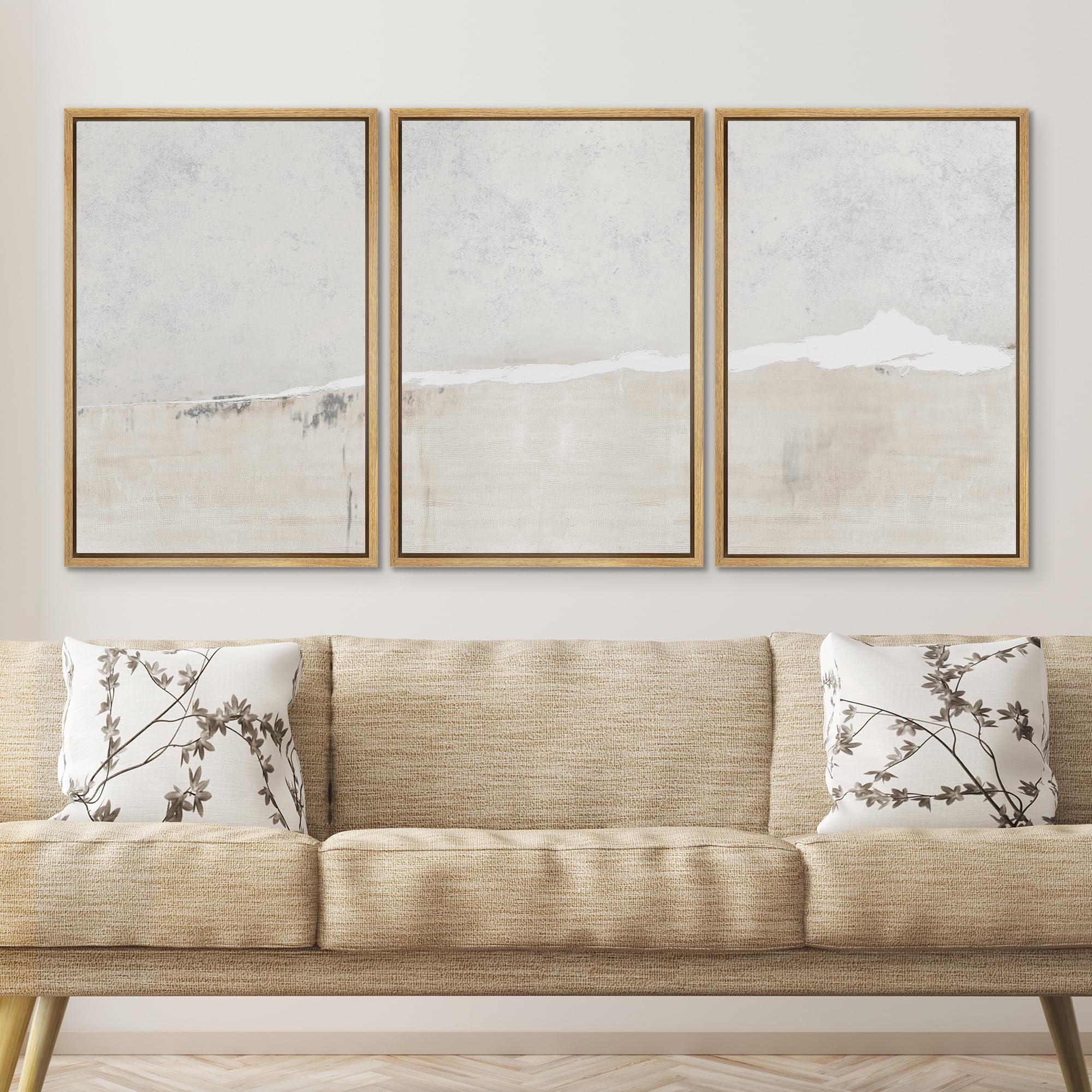 Signwin Framed Canvas Print Wall Art Set Industrial Grunge White Gray Landscape Shapes Abstract Illustrations Modern Art Decorat