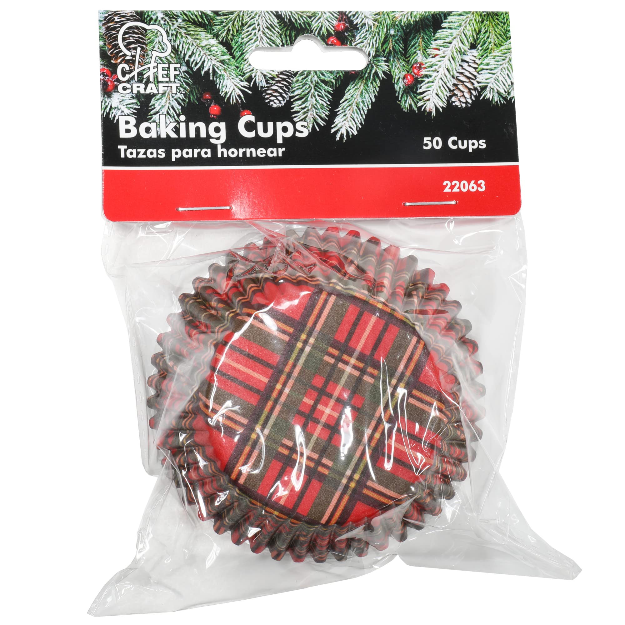 Chef Craft Paper Patterned Cupcake Liners, 50 Count, Greenred