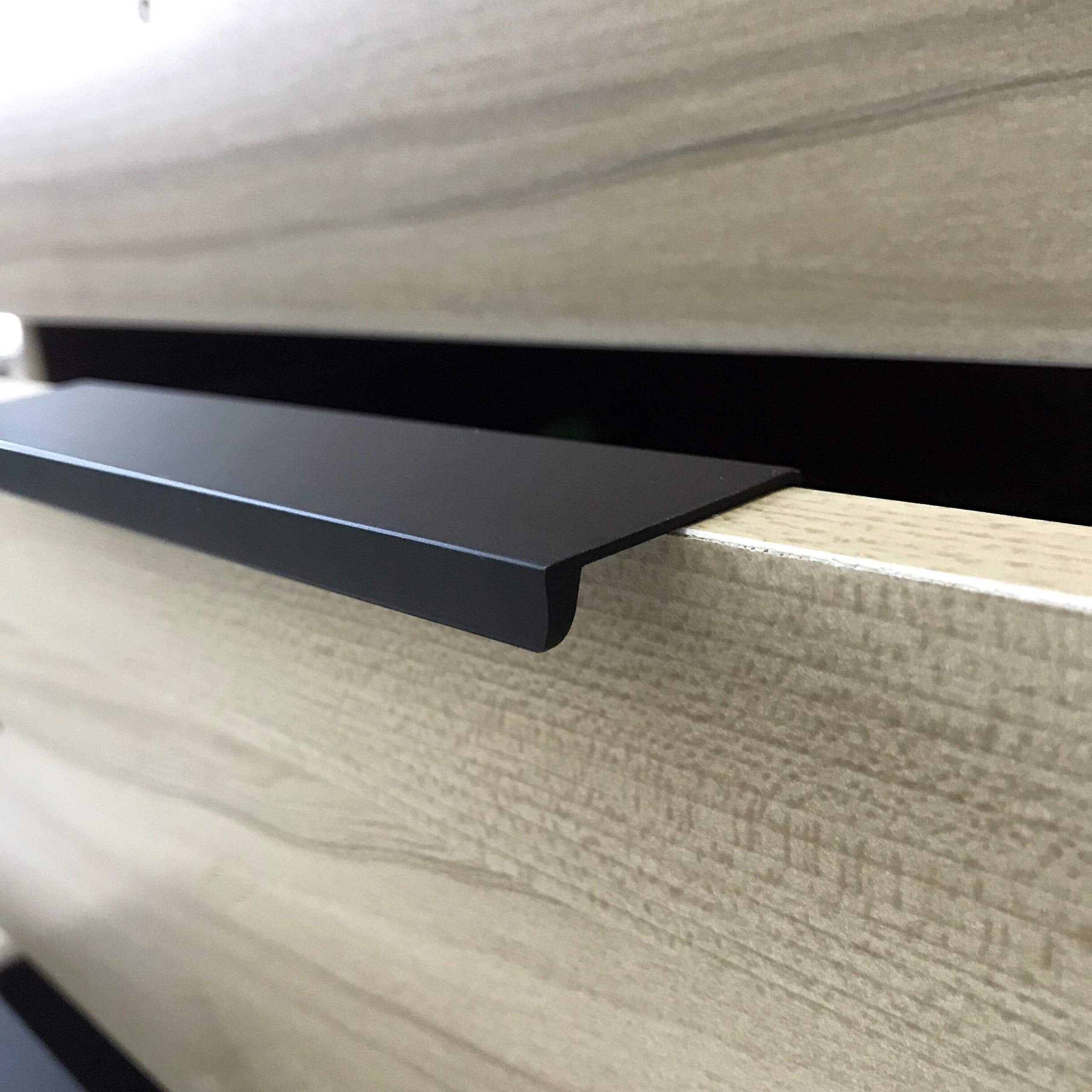 4-Pack Cabinets Drawers Edge Pulls - 10 Overall Length, Black, Concealed Tab Pulls For Kitchen Garage Cabinet Drawers, Pw5018B25