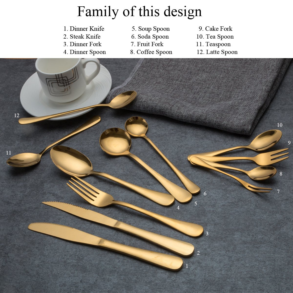 Gold Soup Spoon, Berglander 6 Piece Stainless Steel Titanium Plating Round Spoons, Dinner Spoon Pack Of 6