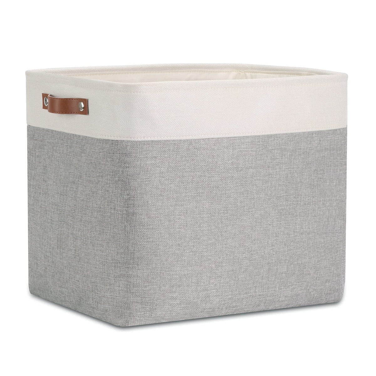 Dullemelo Large Storage Baskets With Durable Leather Handles, Fabric Storage Bins For Organizing Clothes Toys Books, Canvas Stor
