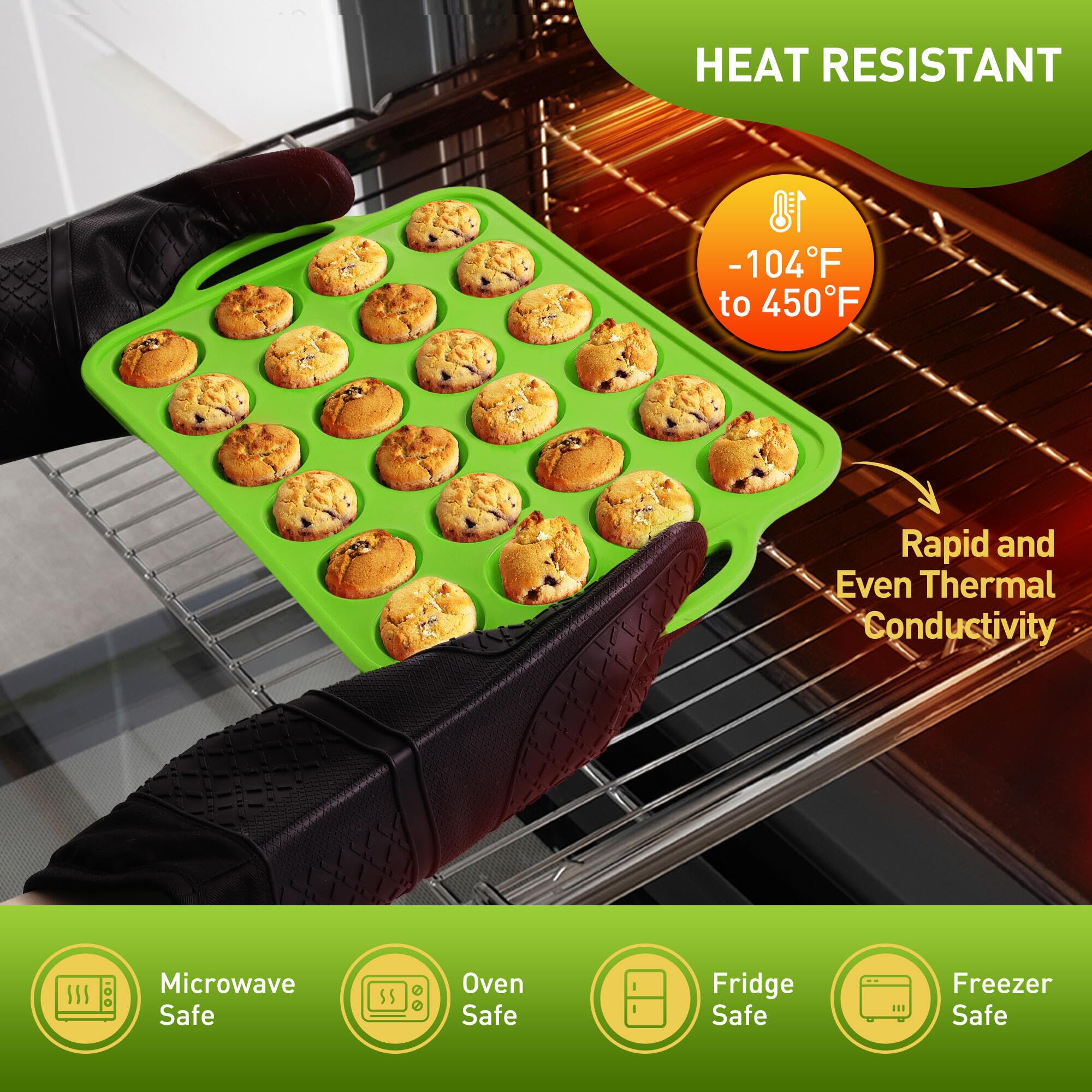 24 Cups Silicone Muffin Pan with Metal Reinforced Frame Cupcake Tray Egg Mold Great Grandma Christmas Xmas Birthday Mother Gifts