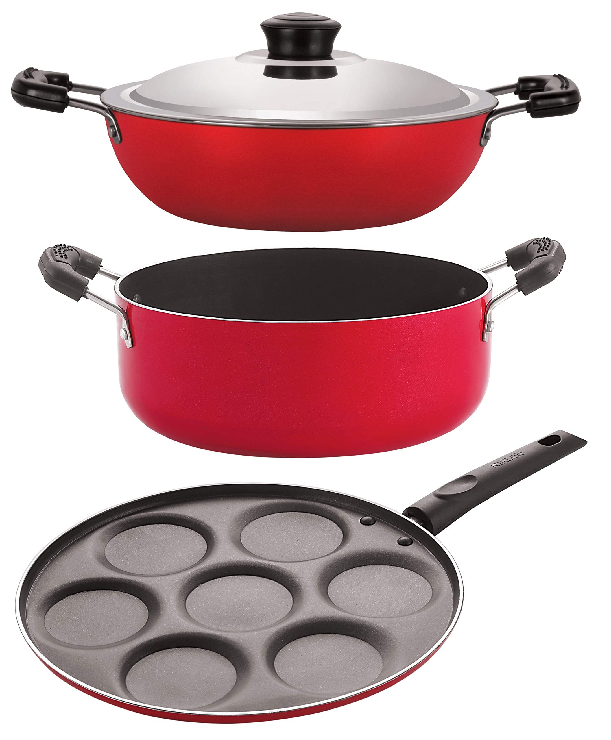 Nirlon Aluminium Non Stick Cookware Pots And Pans Set Of 3Pices (Dkd(B)_Up7_Cs24)