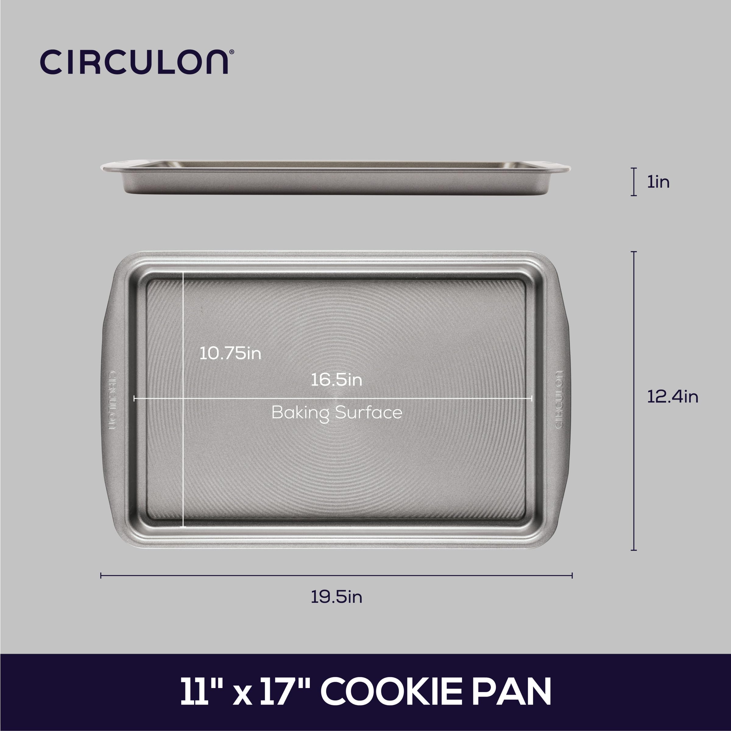 Circulon Nonstick Bakeware, Nonstick Cookie Sheet Baking Sheet - 11 Inch X 17 Inch, Gray