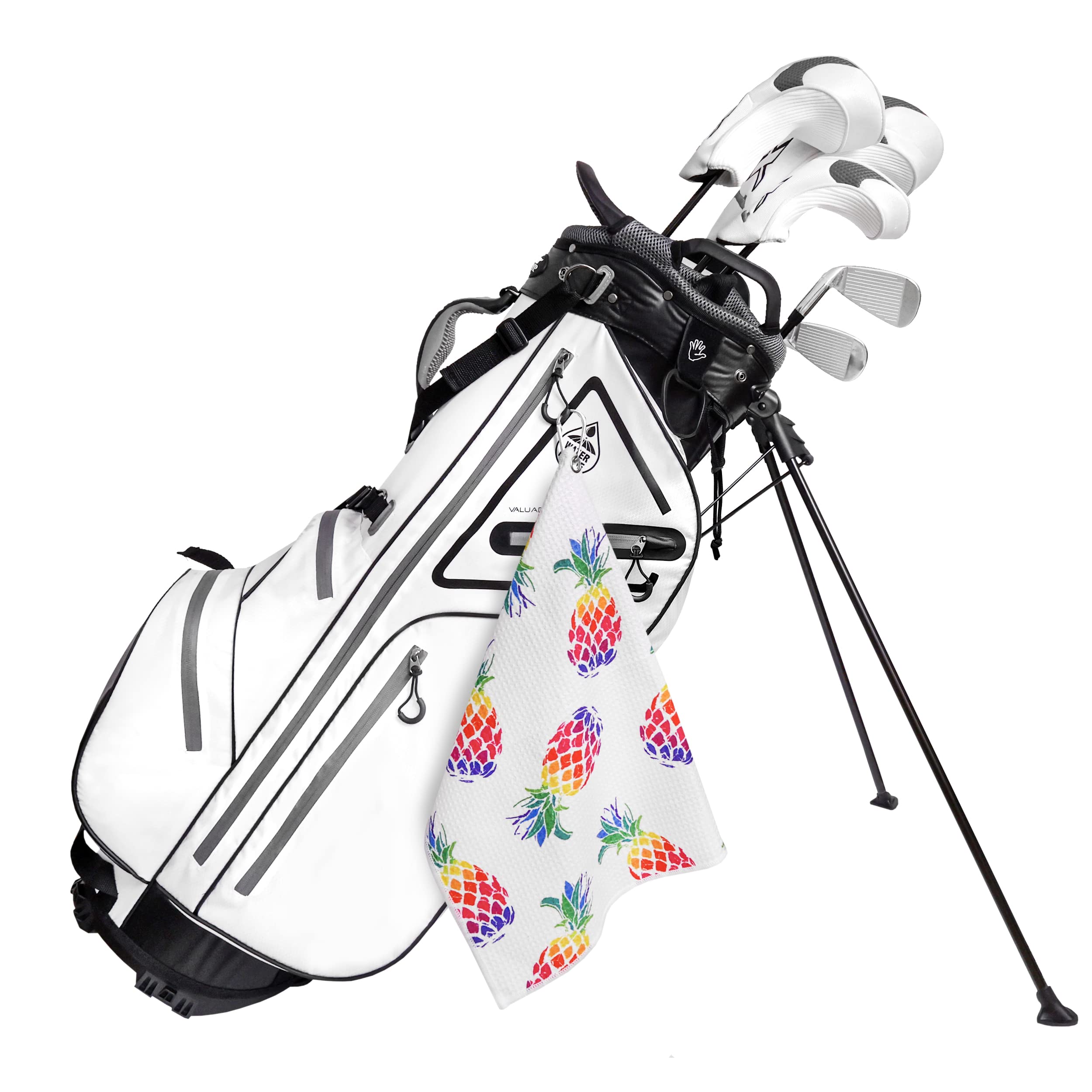 Playing It Forward Aloha Pineapple Golf Towel with Clip for Women and Men  Microfiber Waffle and Ball Towels  Set of 2