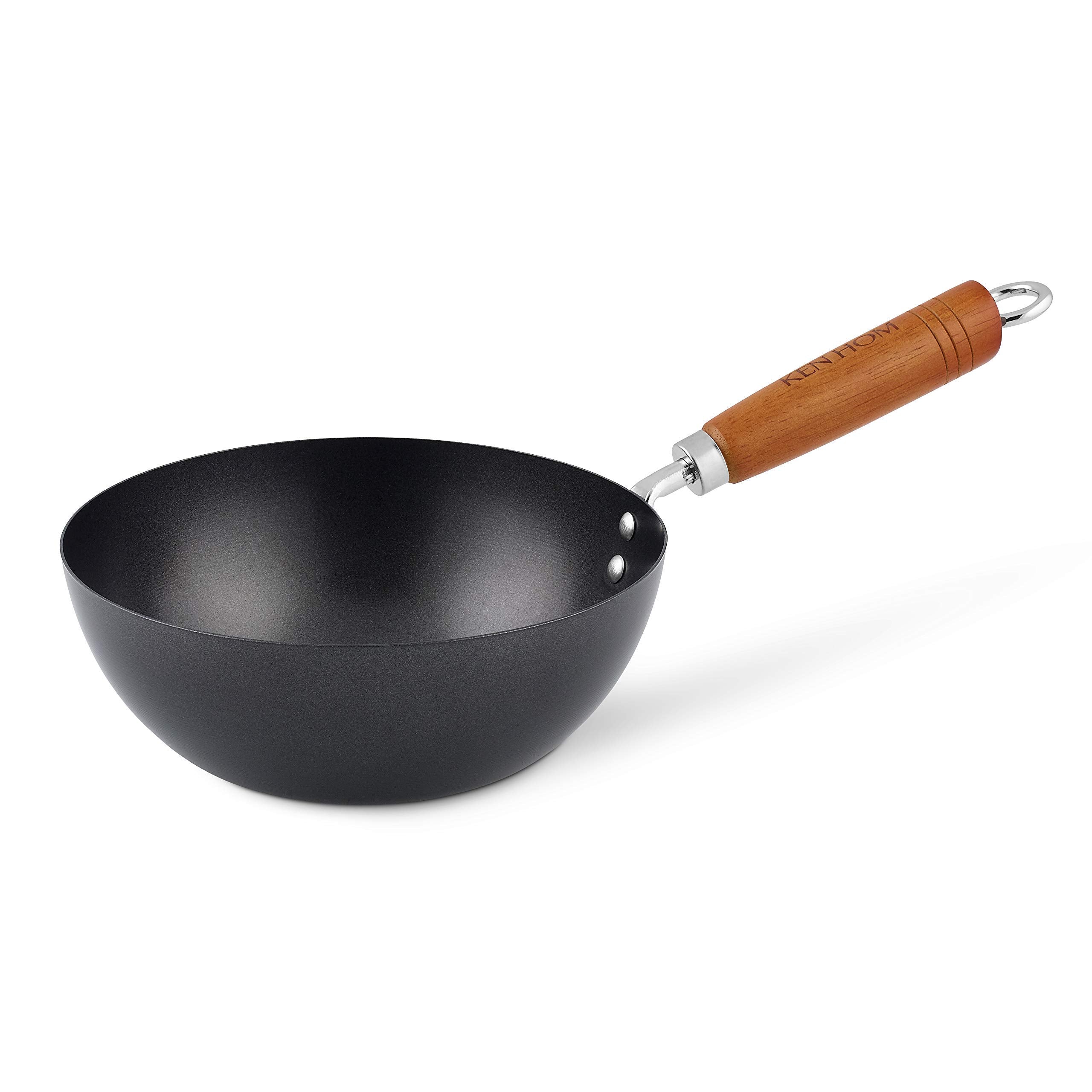 Ken Hom Classic Non-Stick Carbon Steel Mini Wok - Lightweight Carbon Steel Mini Wok - Non-Stick Stir Fry Pan & Wok - Hand Wash O