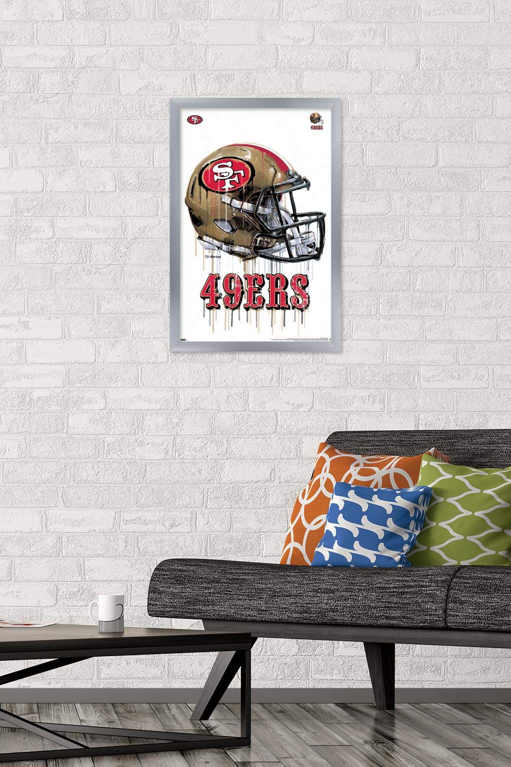Trends International NFL San Francisco 49ers - Drip Helmet 20 Wall Poster  14.725'' x 22.375''  Silver Framed Version