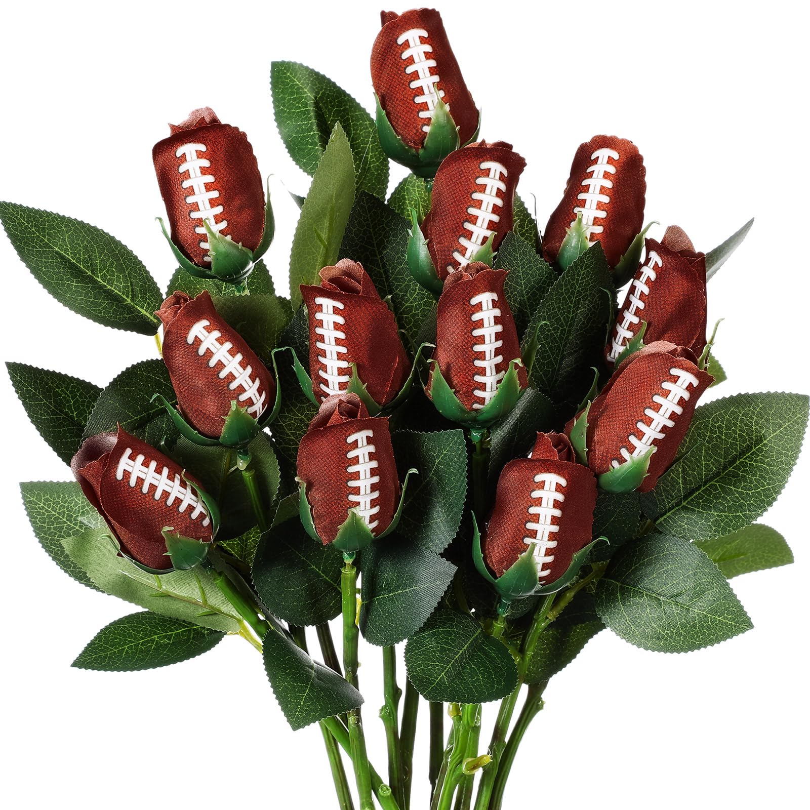 Suhine 12 Pcs Baseball Football Soccer Volleyball Rose Bulk Artificial Sports Flower Decor for Graduation Wedding Party Sports T