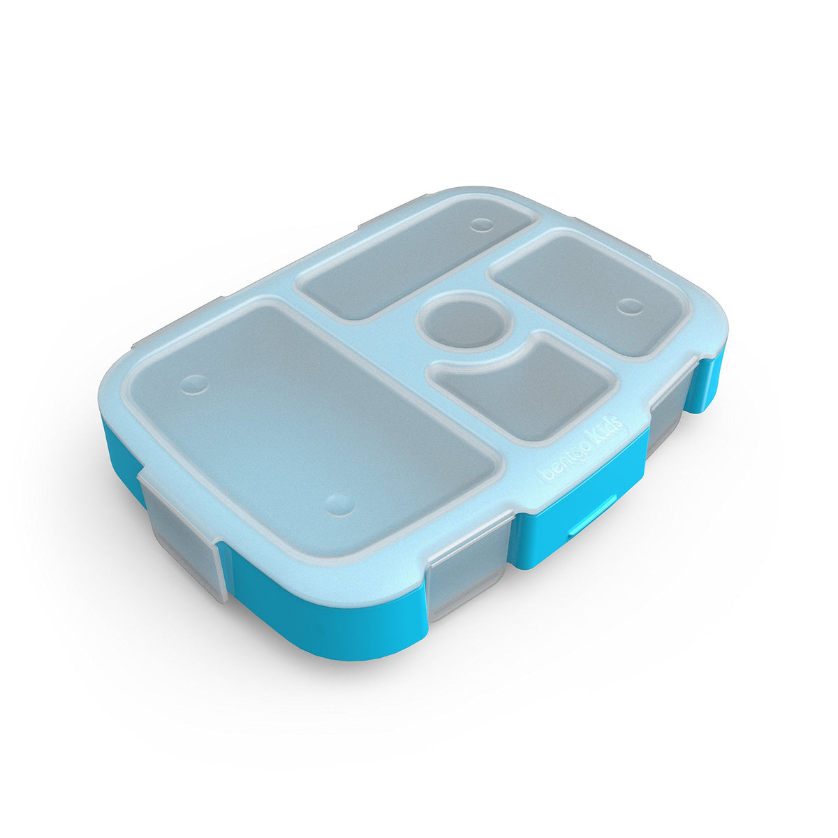 Bentgo Kids Brights Tray (Turquoise) With Transparent Cover - Reusable, Bpa-Free, 5-Compartment Meal Prep Container With Built-I