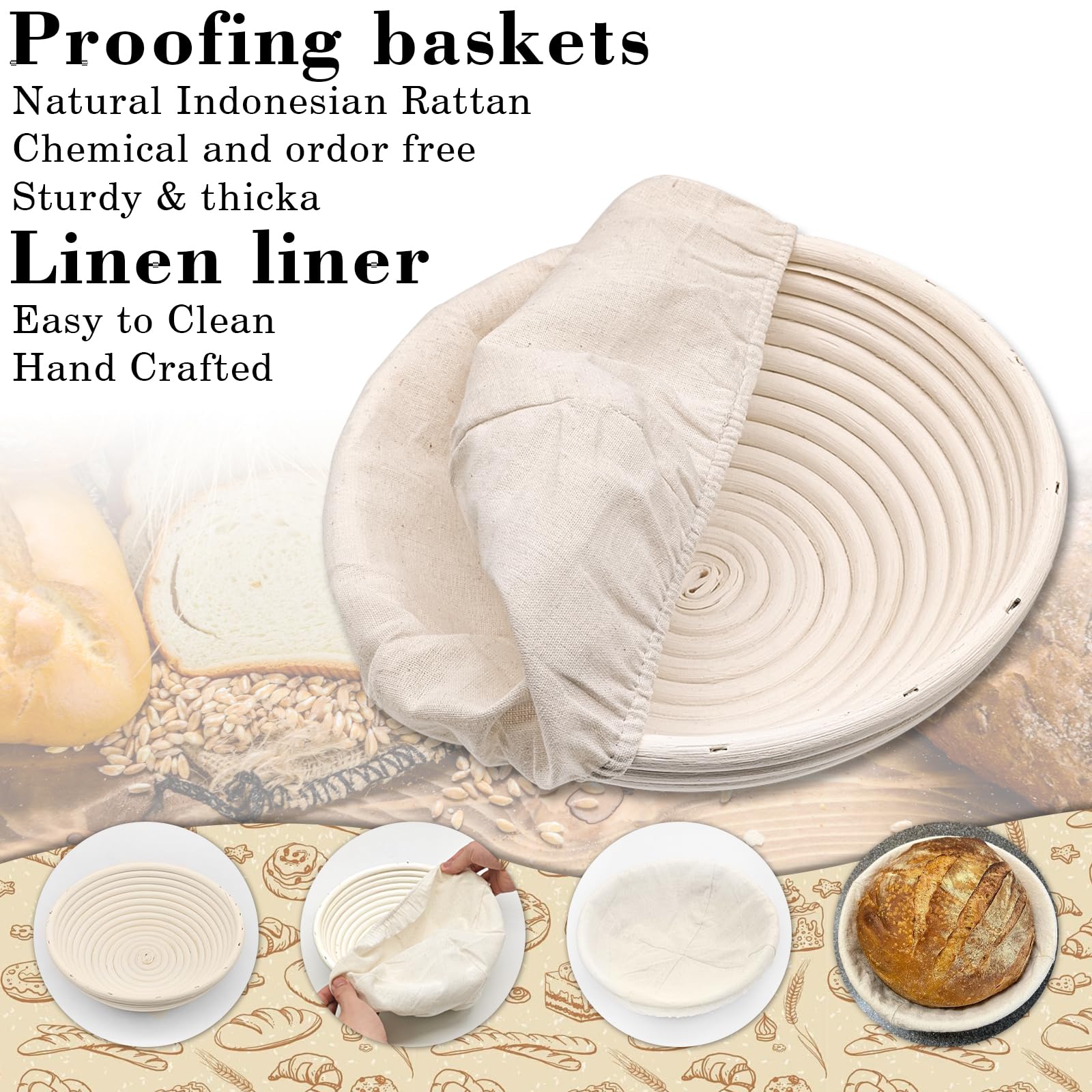 Amgkonp 22Pack 25Oz Sourdough Starter Jar Kit With 9 Inch Round & 10 Inch Oval Banneton Bread Proofing Basket Set,Scraper,Sourdo