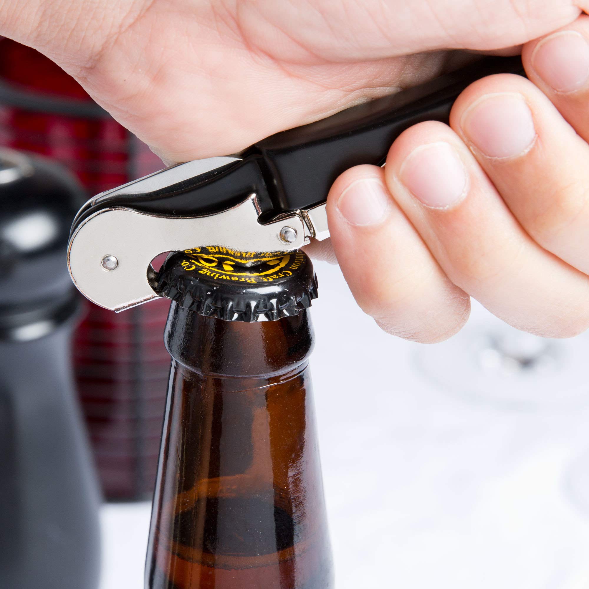 Pulltap's Double-Hinged Waiters Corkscrew  Black and Stainless Steel
