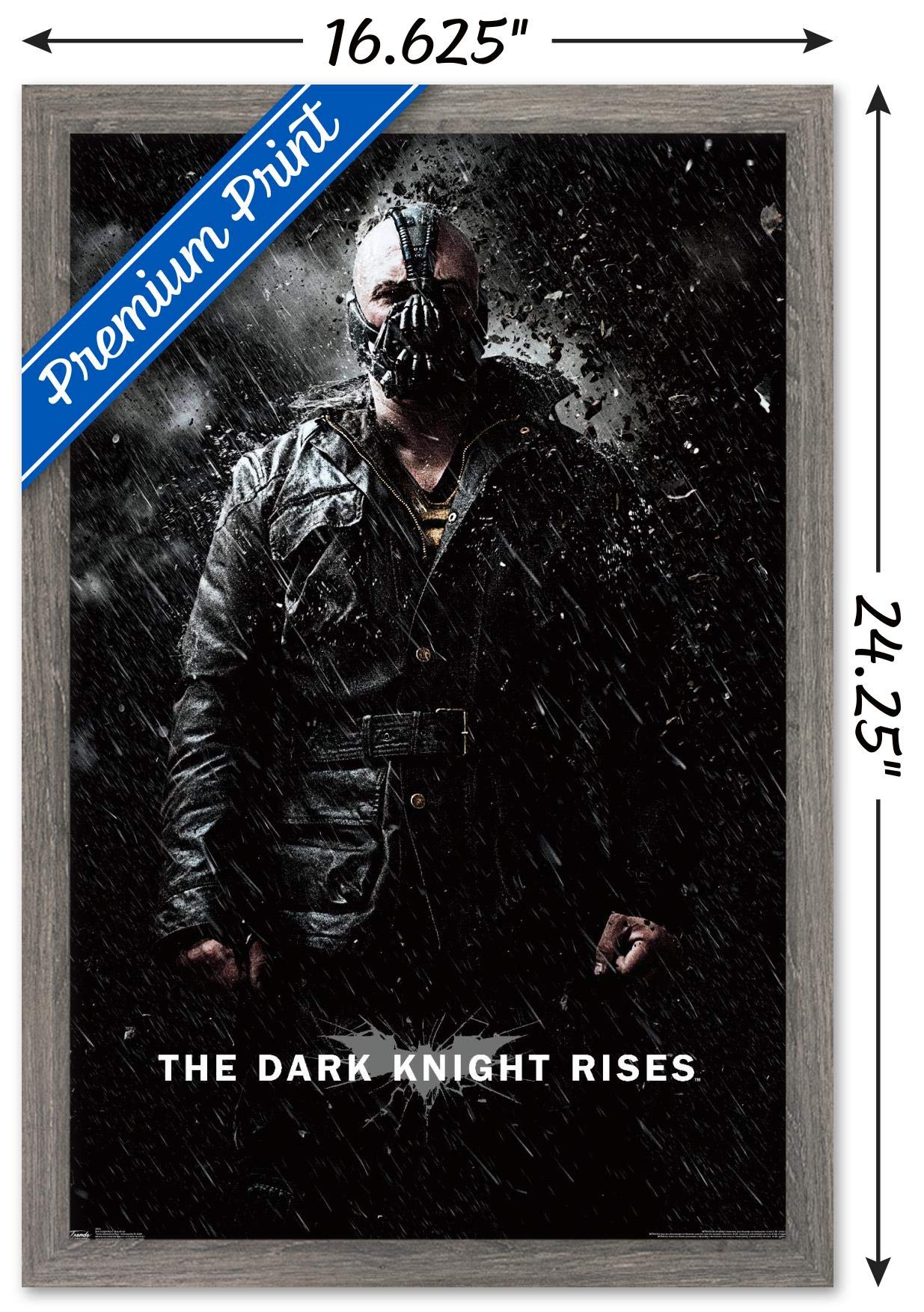 Trends International Dc Comics Movie - The Dark Knight Rises - Bane Rain Wall Poster, 14.725'' X 22.375'', Barnwood Framed Versi