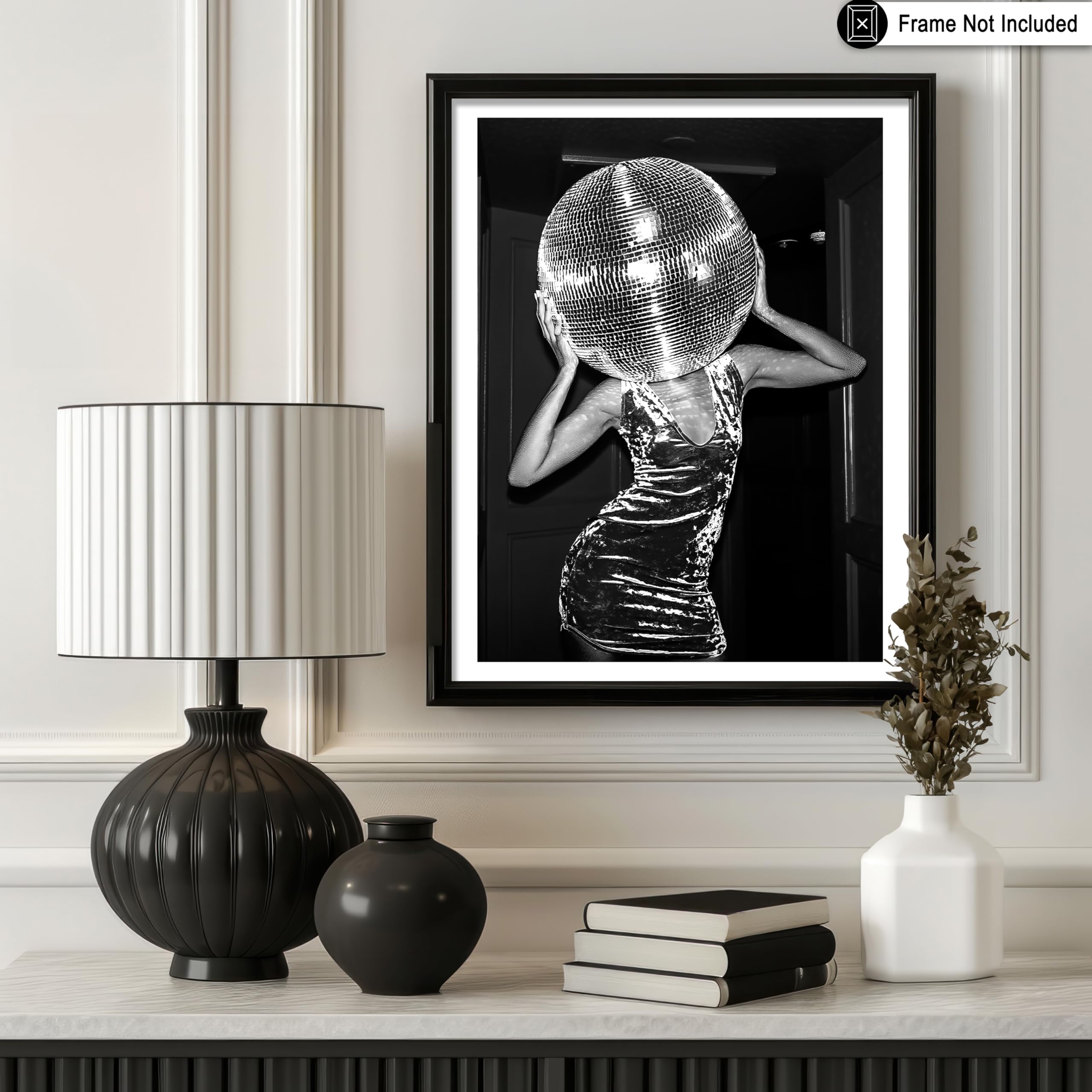 Poster Master Lady Disco Ball Poster - Fashion Print - Photography Art - Trendy Art - Gift For Men, Women & Bartender - Chic Dec