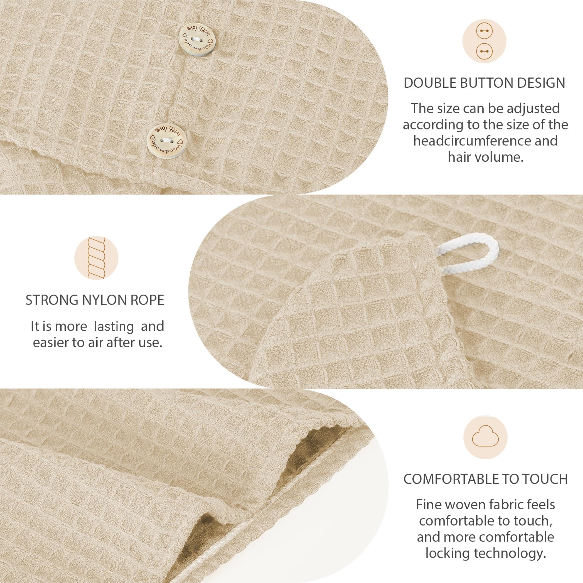 MaopaoBeauty Microfiber Waffle Weave Hair Towel Extra Large 27.5 * 10.5inch Quick Hair Drying Towel Breathable Hair Towel for We