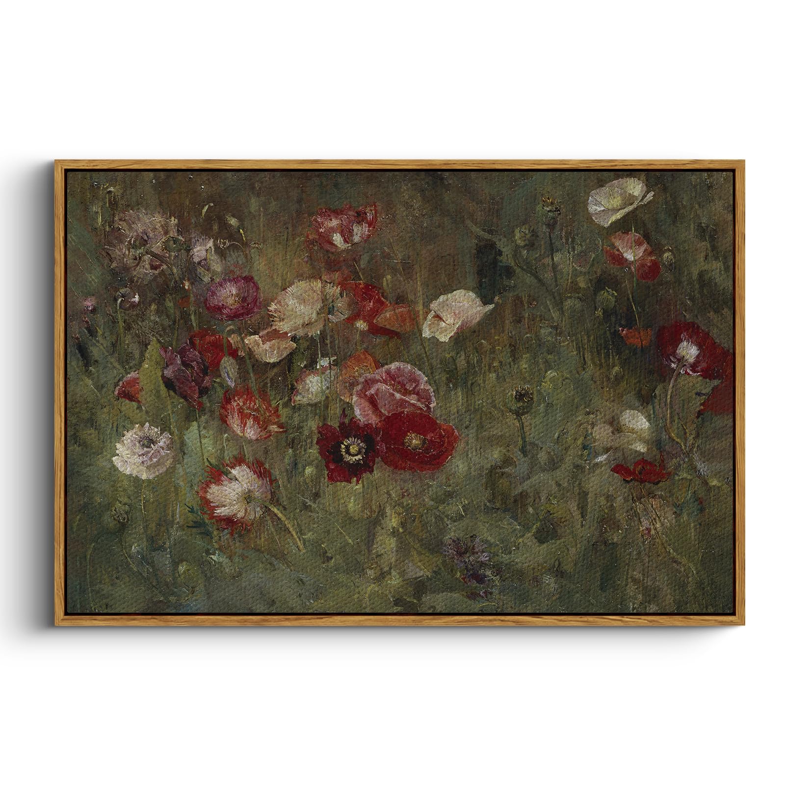 Insimsea Framed Vintage Flowers Wall Art Prints, Framed Flowers Canvas Wall Art Modern Farmhouse Decor, Botanical Wall Art Paint