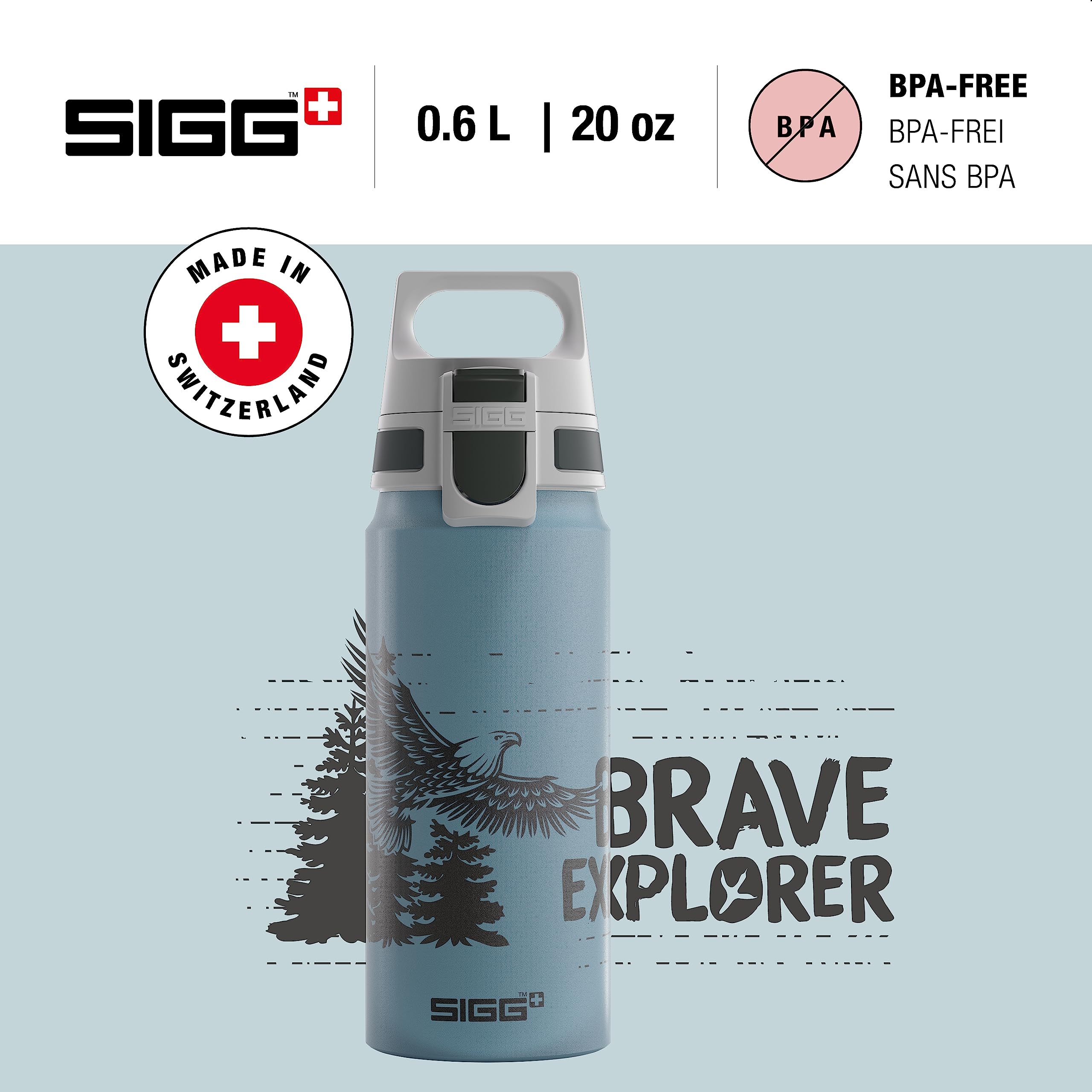SIGG - Kids Water Bottle - WMB ONE Eagle - Leakproof - Lightweight - BPA Free - Sports & Bike - 20 Oz Blue