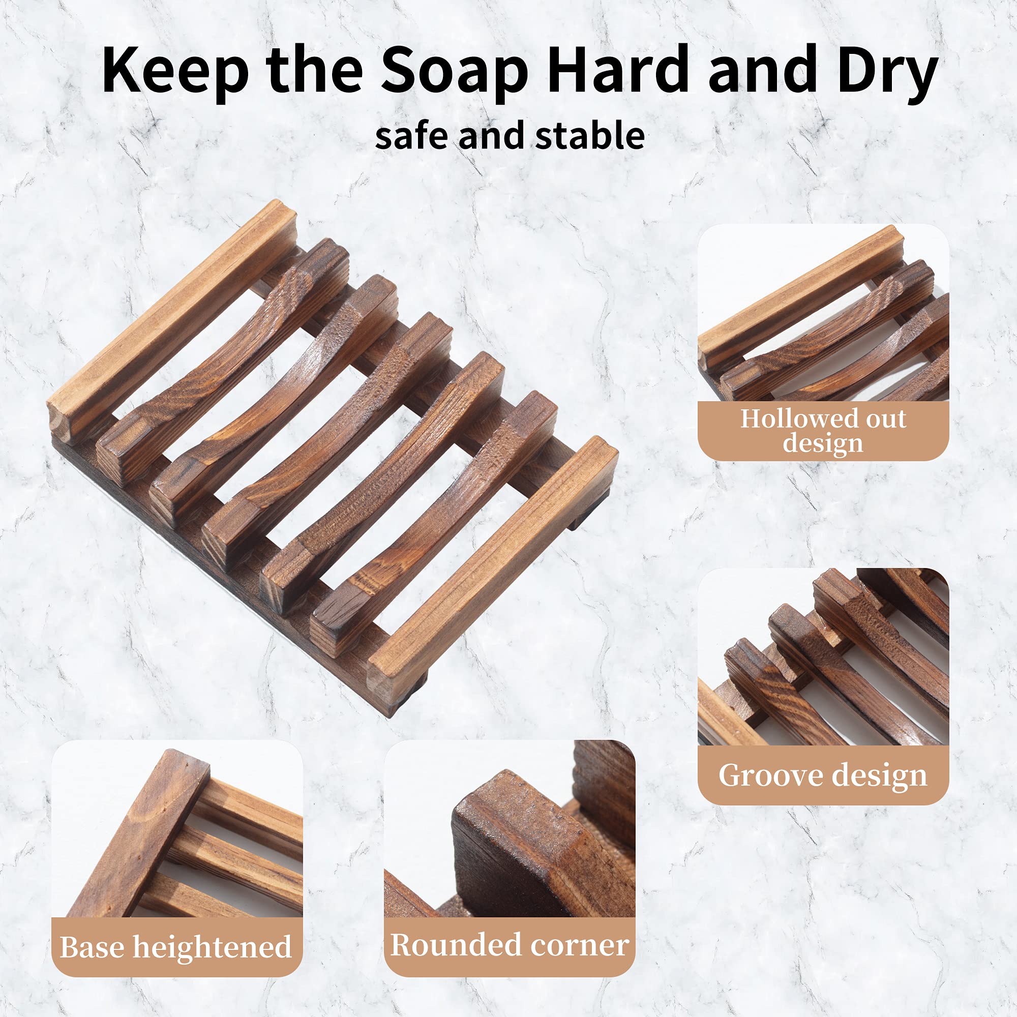 Wooden Soap Dish for Shower Set of 2 Shower Soap Holder Self draining Bar Soap Holder for Bathroom  Soap Saver Soap Tray Soap Stand for Homemade Soap  Vowupt