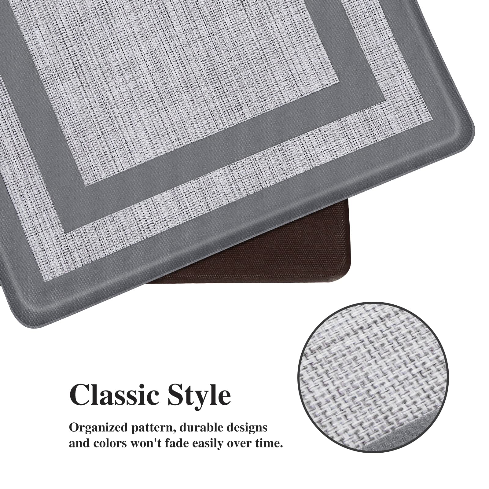 Mattitude Kitchen Mat [2 Pcs] Cushioned 0.47 Inch Non-Skid Waterproof Rugs Ergonomic Comfort Standing Mat For Floor, Office, Sin