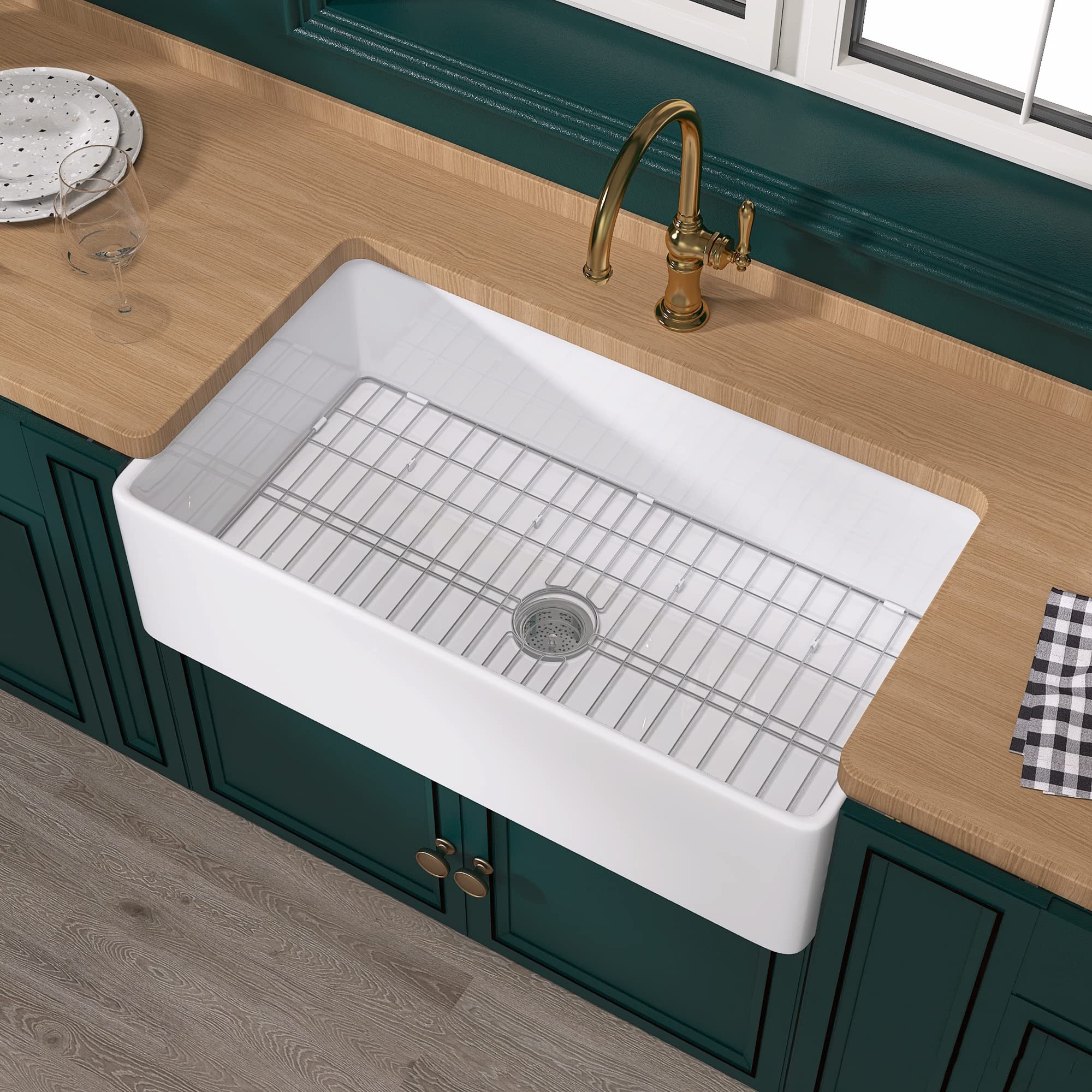 Miuara Farmhouse Sink 36 Inch - Widen Extra Large Apron Front Kitchen Sink Reversible 36x20x10, Undermount Installation, Farm Ho