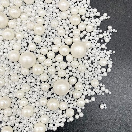 Weraru Edible White Pearl Sugar Sprinkles Candy Mixing Size Baking Edible Cake Decorations Cupcake Toppers Cookie Decorating Cel