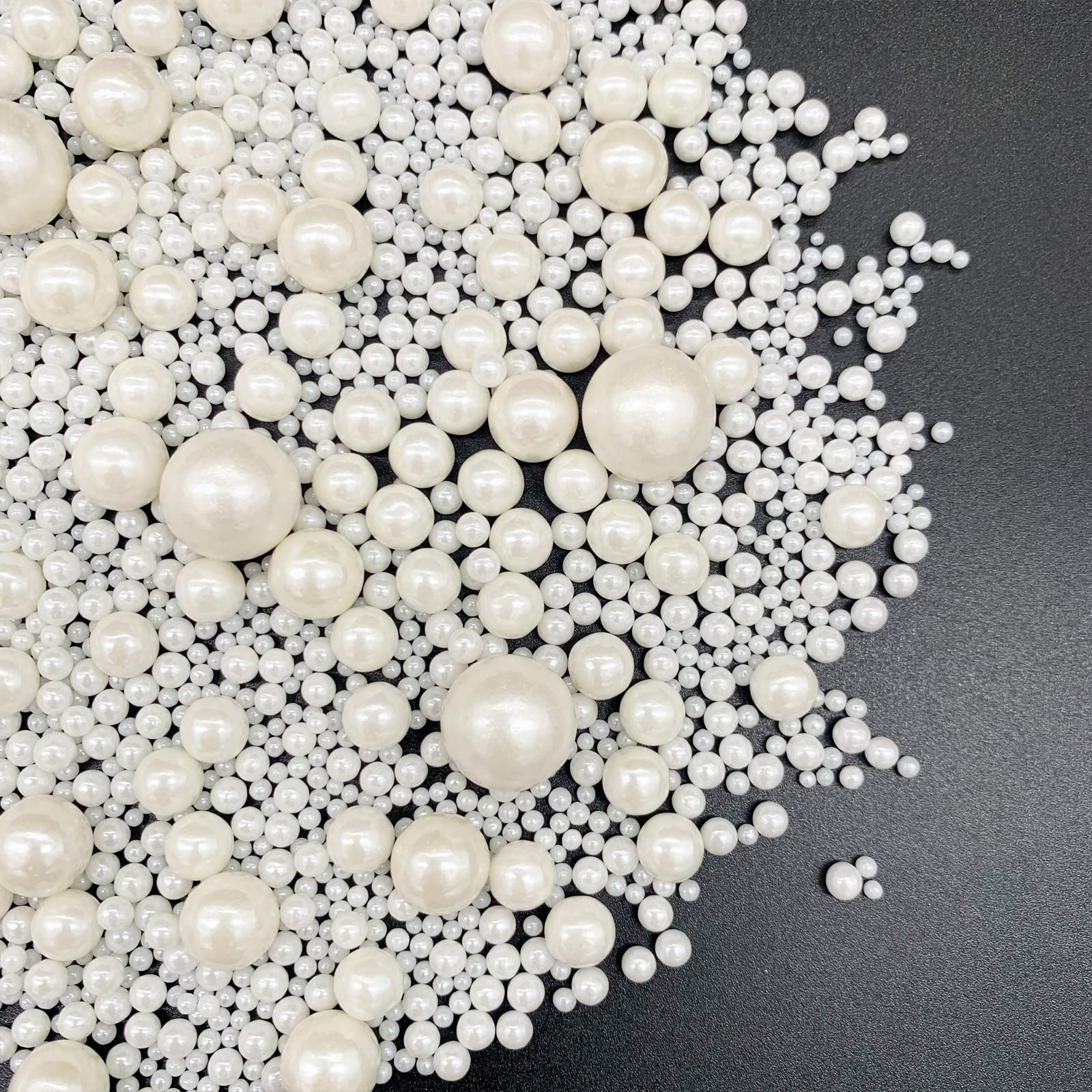 Weraru Edible White Pearl Sugar Sprinkles Candy Mixing Size Baking Edible Cake Decorations Cupcake Toppers Cookie Decorating Cel