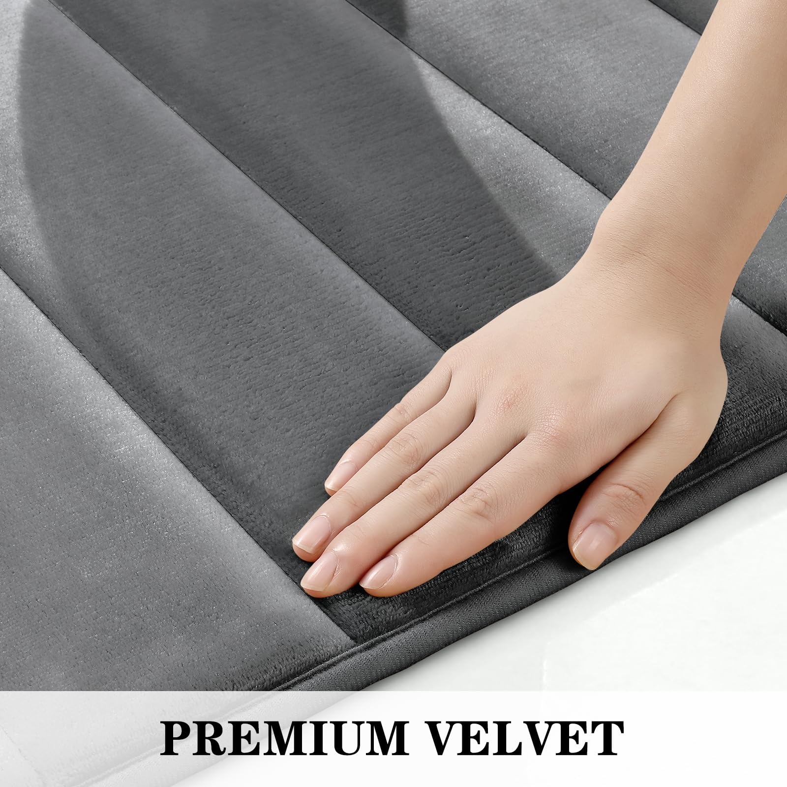 BYSURE Bathroom Rugs Sets 3 Piece Dark Grey Memory Foam Non Slip Extra Absorbent Bath Mat Set for Bathroom  Soft Bathroom Rugs and Mats Set Washable Floor Carpets
