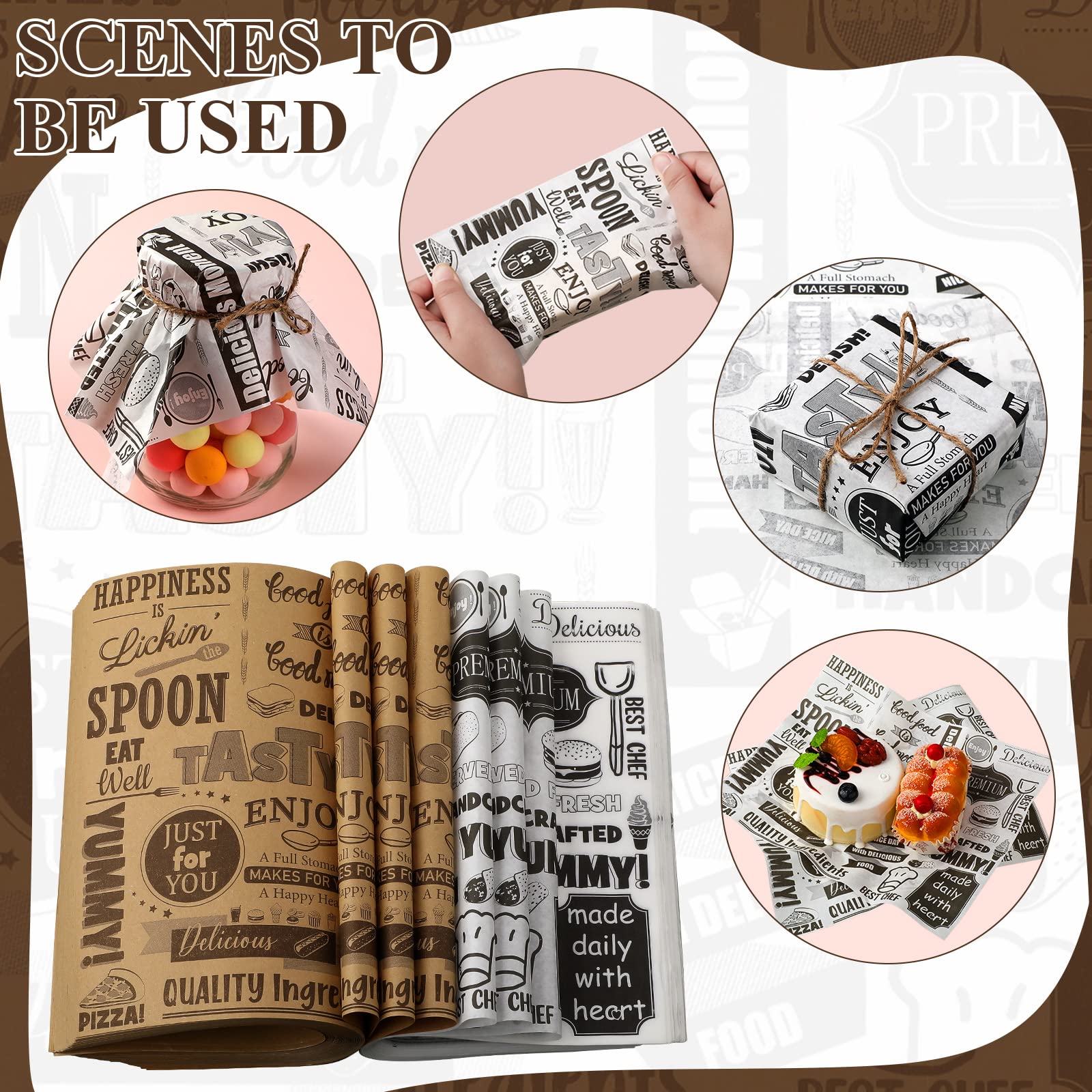 Woanger Deli Wax Paper Sheets For Food Grease Resistant Tray Basket Liners White Newsprint Paper Square Hot Dog Wrappers Greasep
