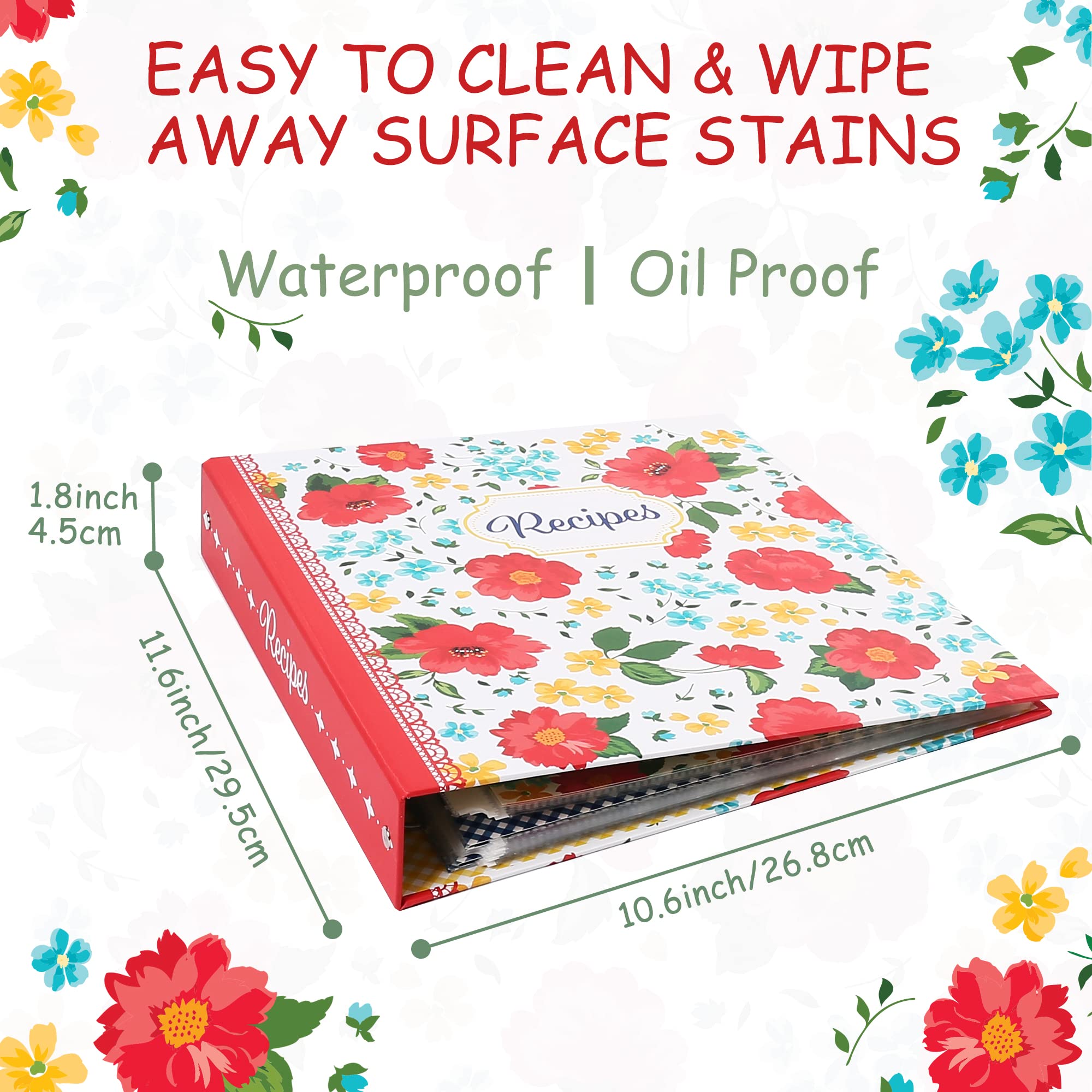 Lotfancy Recipe Binder 8.5X11, Full Page, 3 Ring, With 40 Recipe Cards, 60 Plastic Page Protectors, 6 Tabbed Dividers, 32 Labels