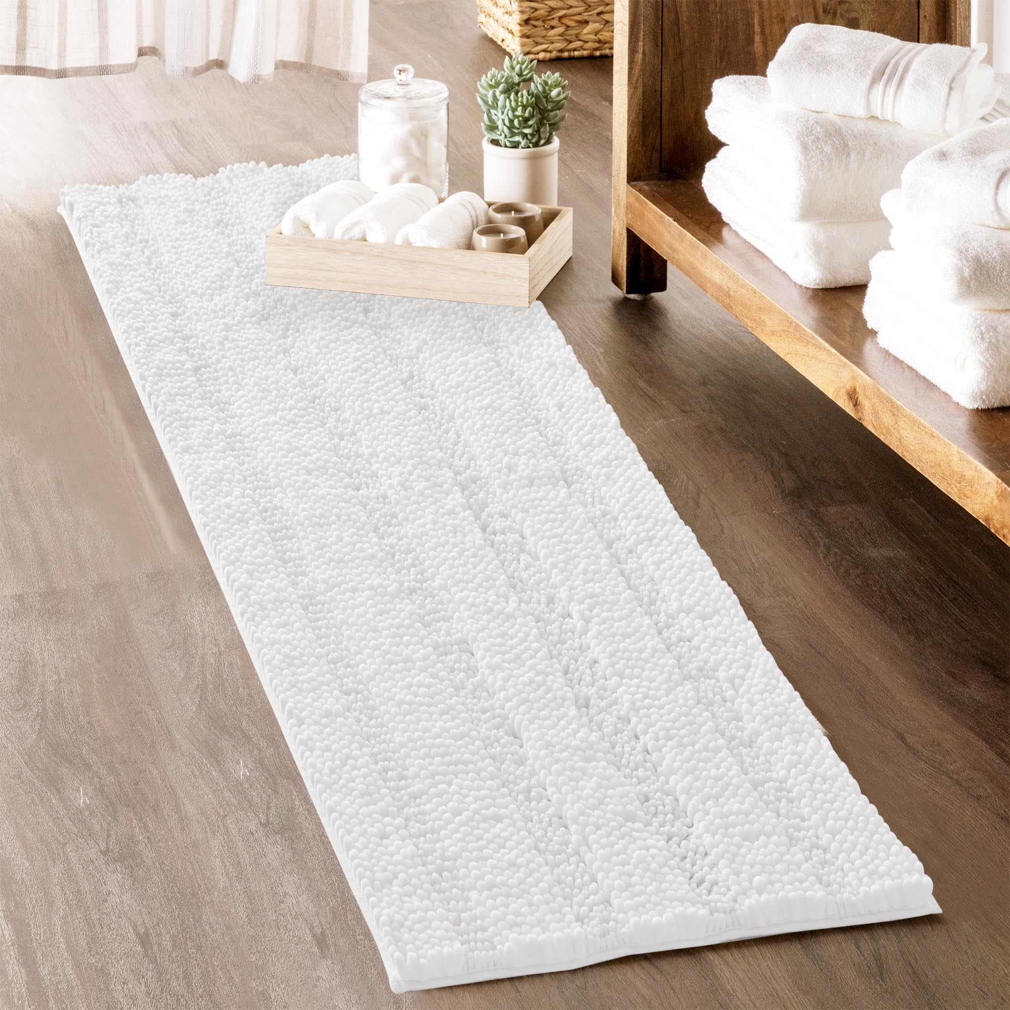 Bathroom Rugs - Super Soft Bath Mat Non-Slip Plush Carpet Runner For Tub Washable Absorbent Microfiber Chenille Floor Carpet For