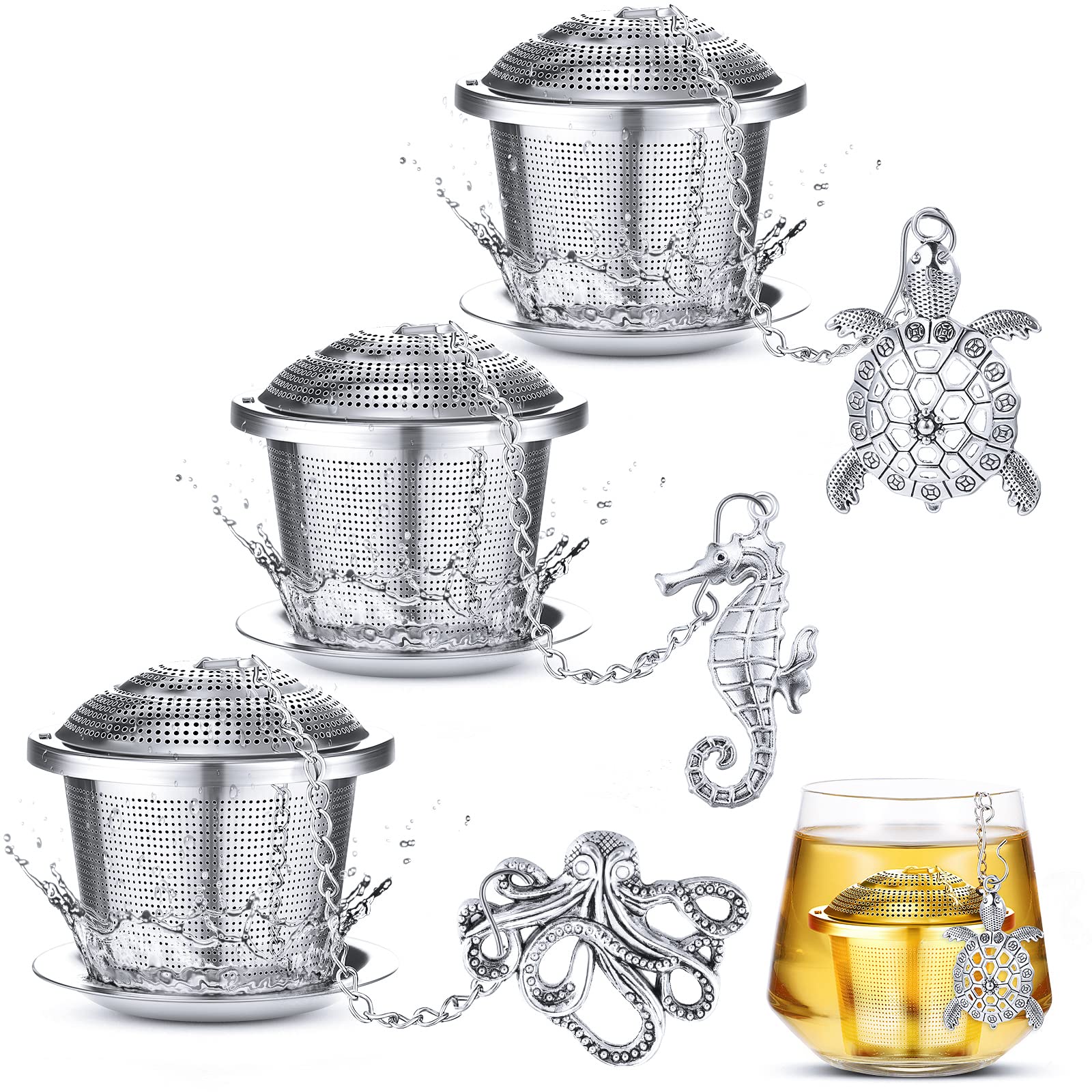 Tea Infusers For Loose Tea 3 Sets Loose Leaf Tea Steeper Tea Strainer Stainless Steel Tea Ball For Loose Tea Holder Tea Mesh Str