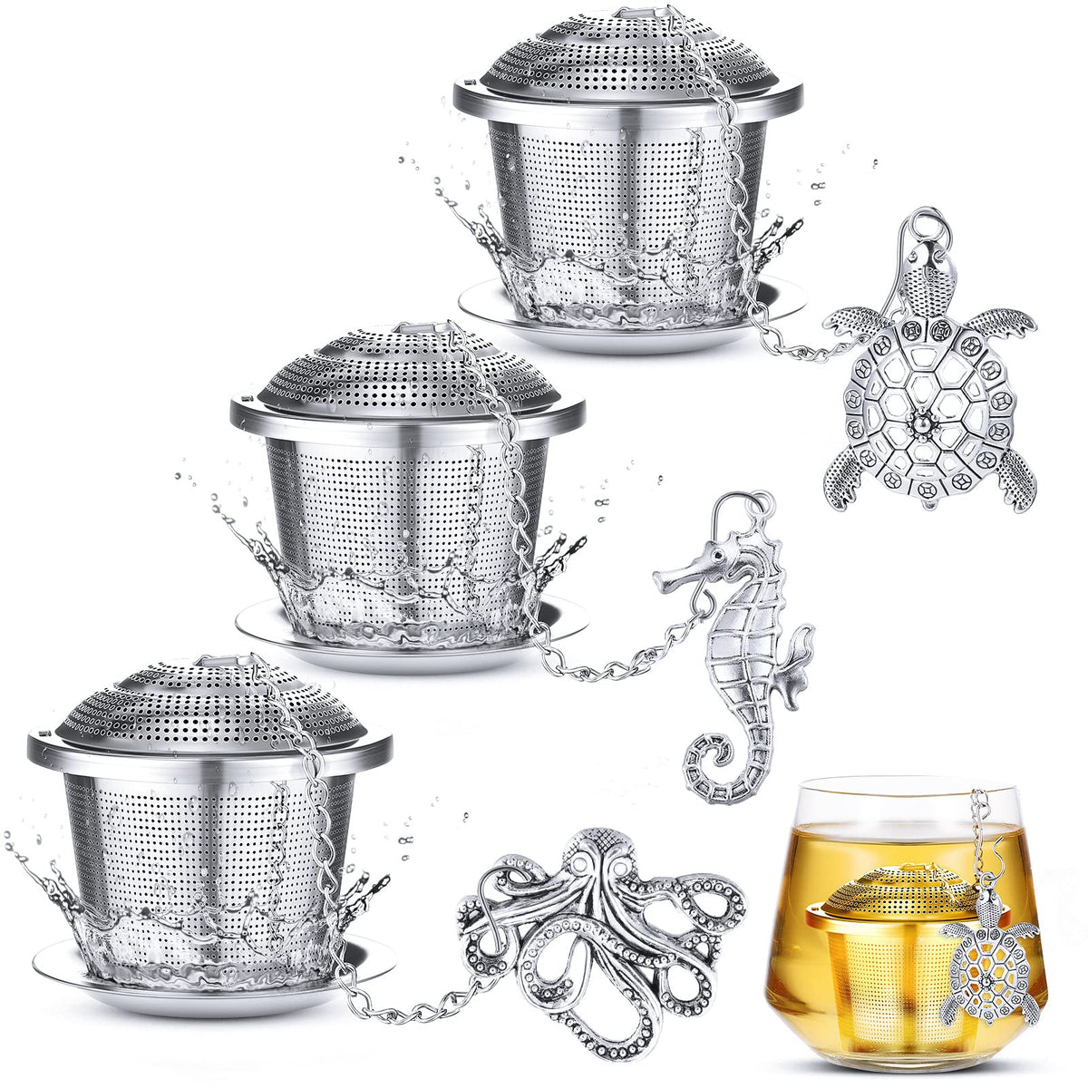 Tea Infusers For Loose Tea 3 Sets Loose Leaf Tea Steeper Tea Strainer Stainless Steel Tea Ball For Loose Tea Holder Tea Mesh Str