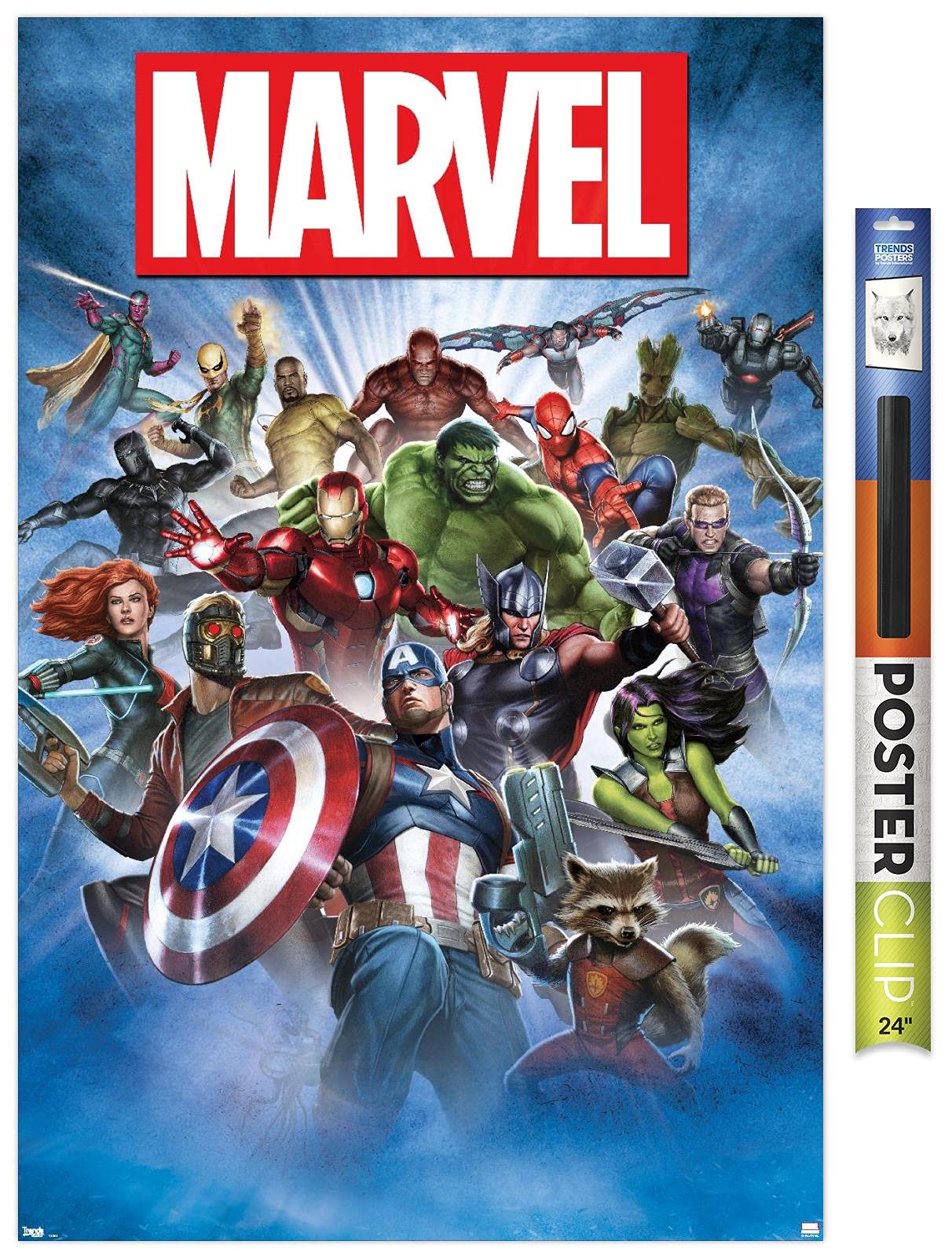 Trends International Marvel Comics - Group Shot Wall Poster, 22.375'' X 34'', Poster & Clip Bundle