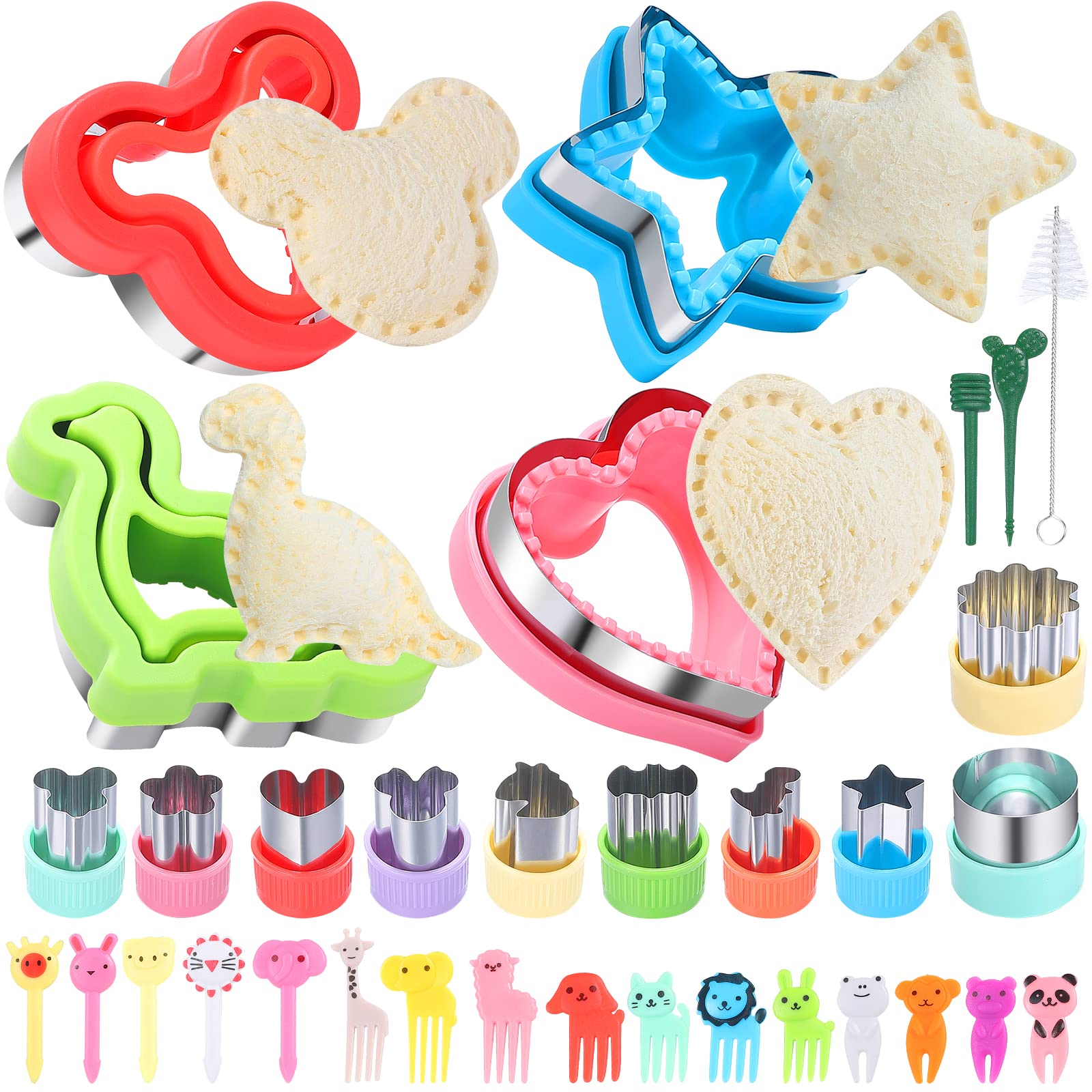 Bakingworld Sandwich Cutter And Sealer Set,14 Pcs Uncrustables Maker Bread Cutters Diy Cookie Cutters Fruit Vegetable Cutter Sha