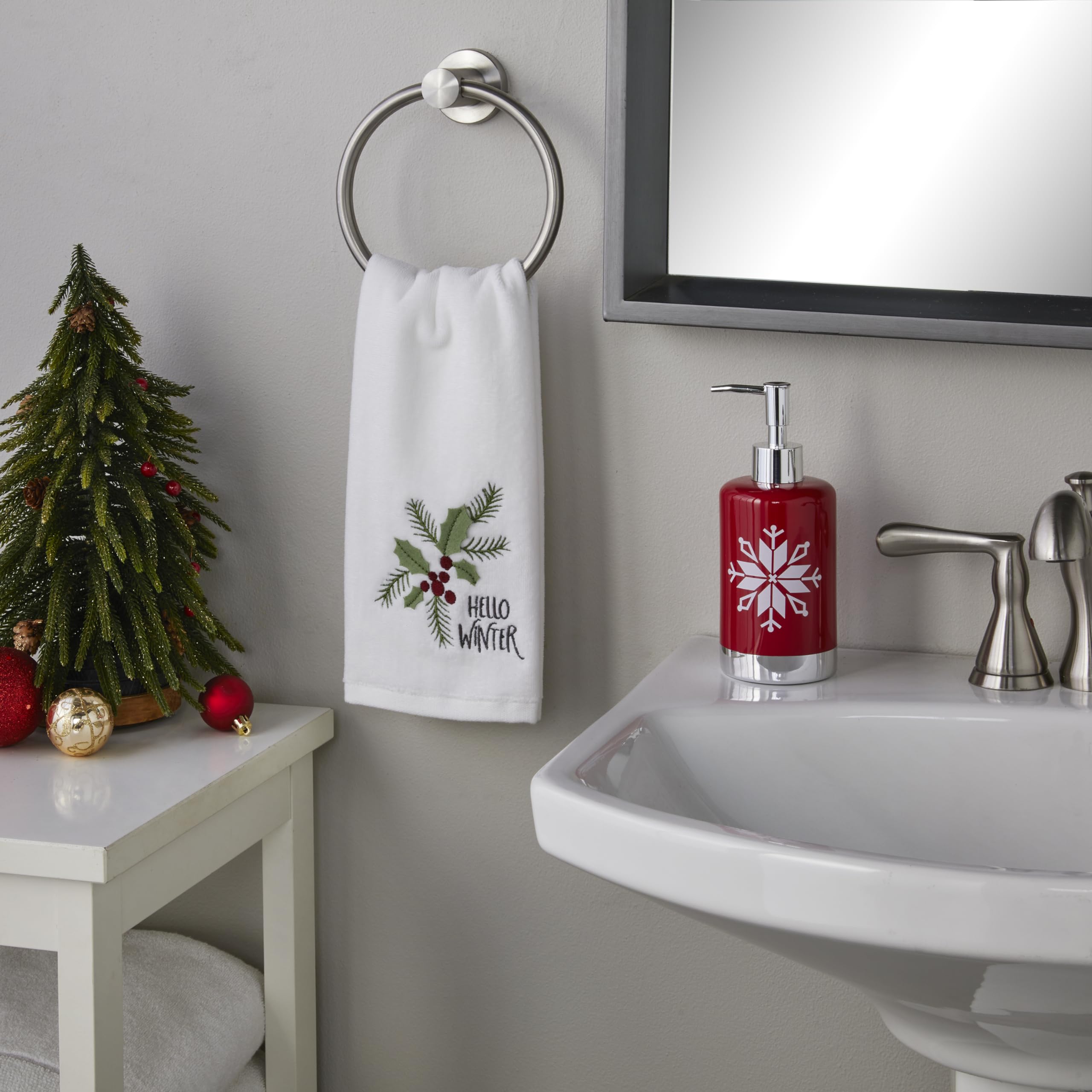 Skl Home Hello Winter Holly 3D Hand Towel Set