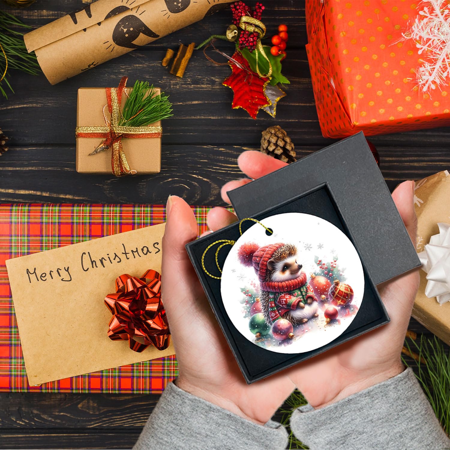 Hedgehog Christmas Tree Ornaments - Hedgehog Decor & Gifts for Women