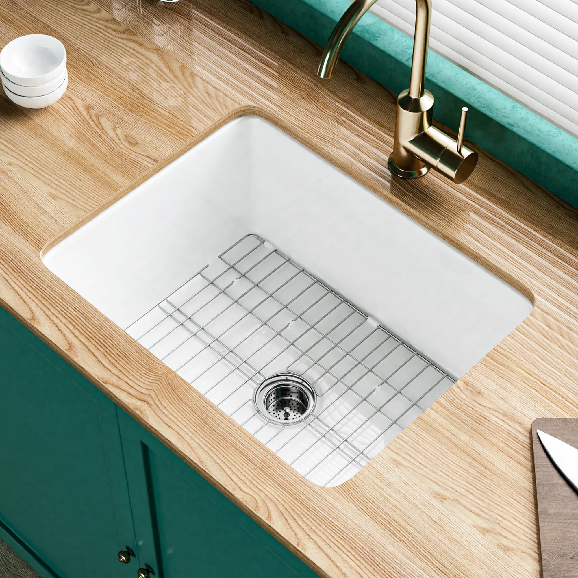 Miuara White Undermount Kitchen Sink 24 Inch - Laundry Sink Drop In 24''X19'', 10'' Deep Small Bar Sink Dual Mount, Single Bowl