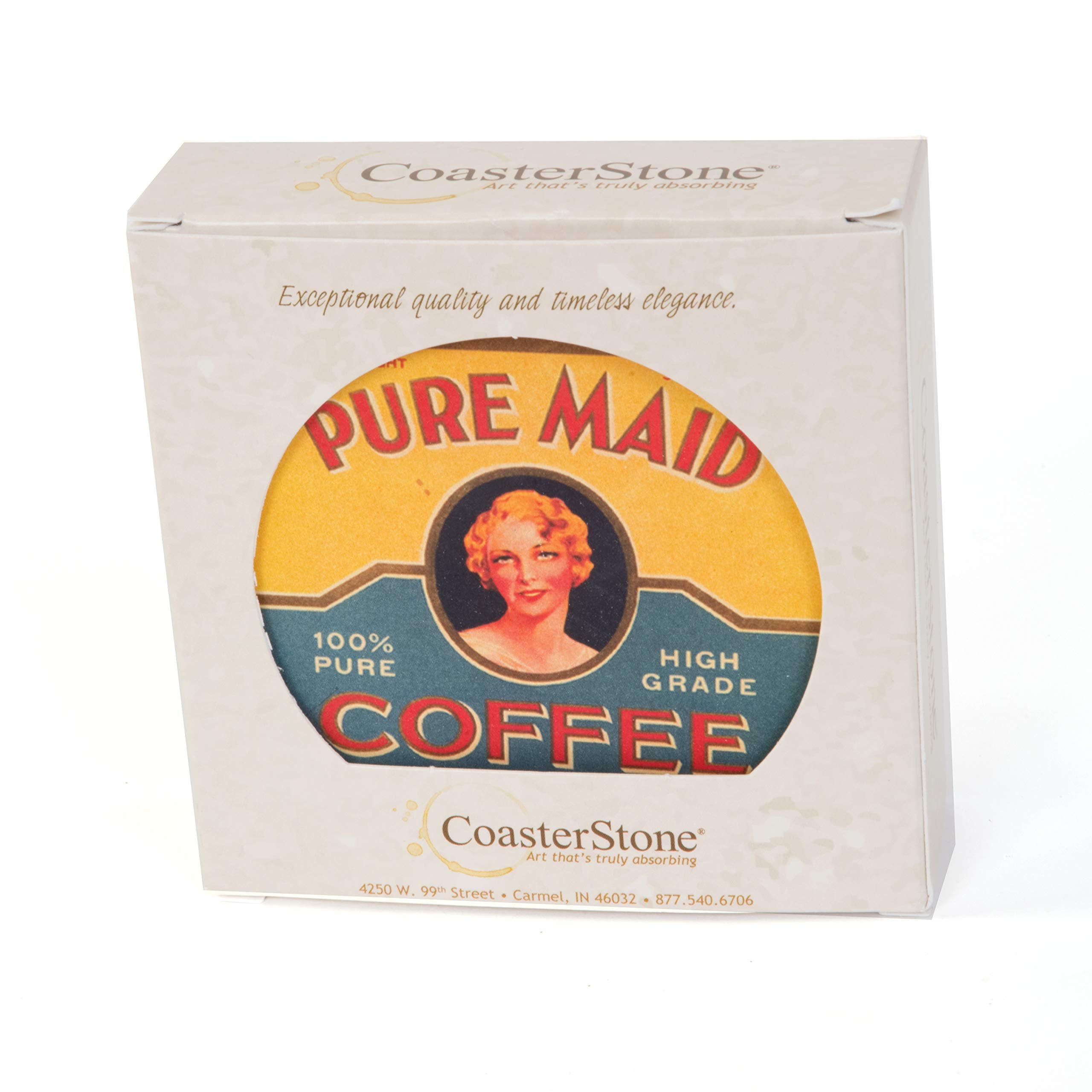 Coasterstone Coffee Labels Absorbent Coasters, Slightly Oversized At 4,25'' Width, Multicolor
