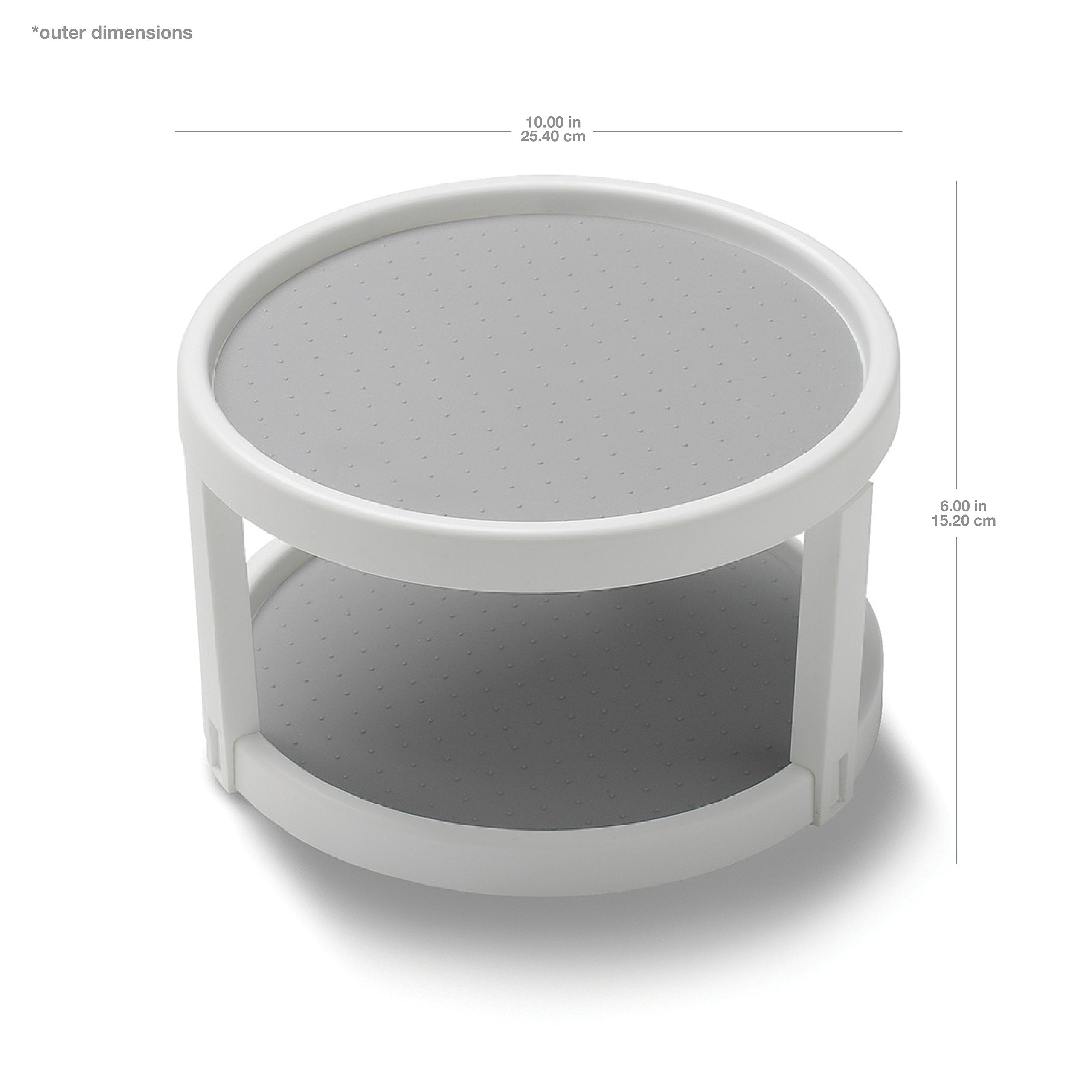 Madesmart 2-Tier Plastic Basic Turntable For Kitchen Organization, Nonslip Lazy Susan Cabinet Organizer With 2 Levels, White