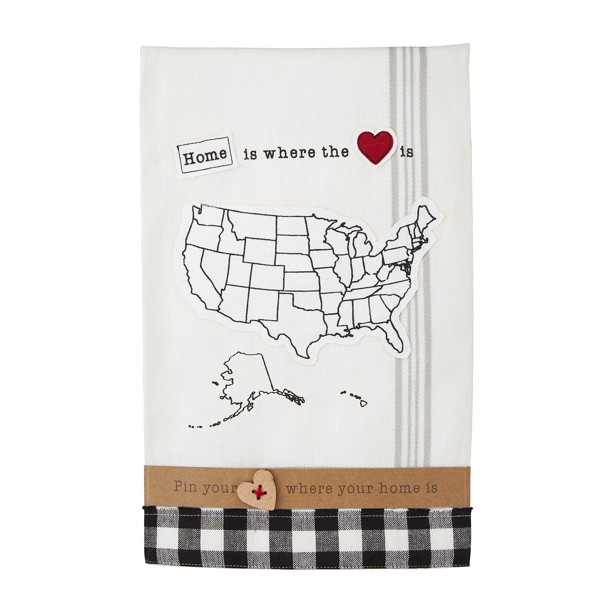 Mud Pie Personalizable Towel, Home Is Where The Heart Is, White, 26'' X 18.5''