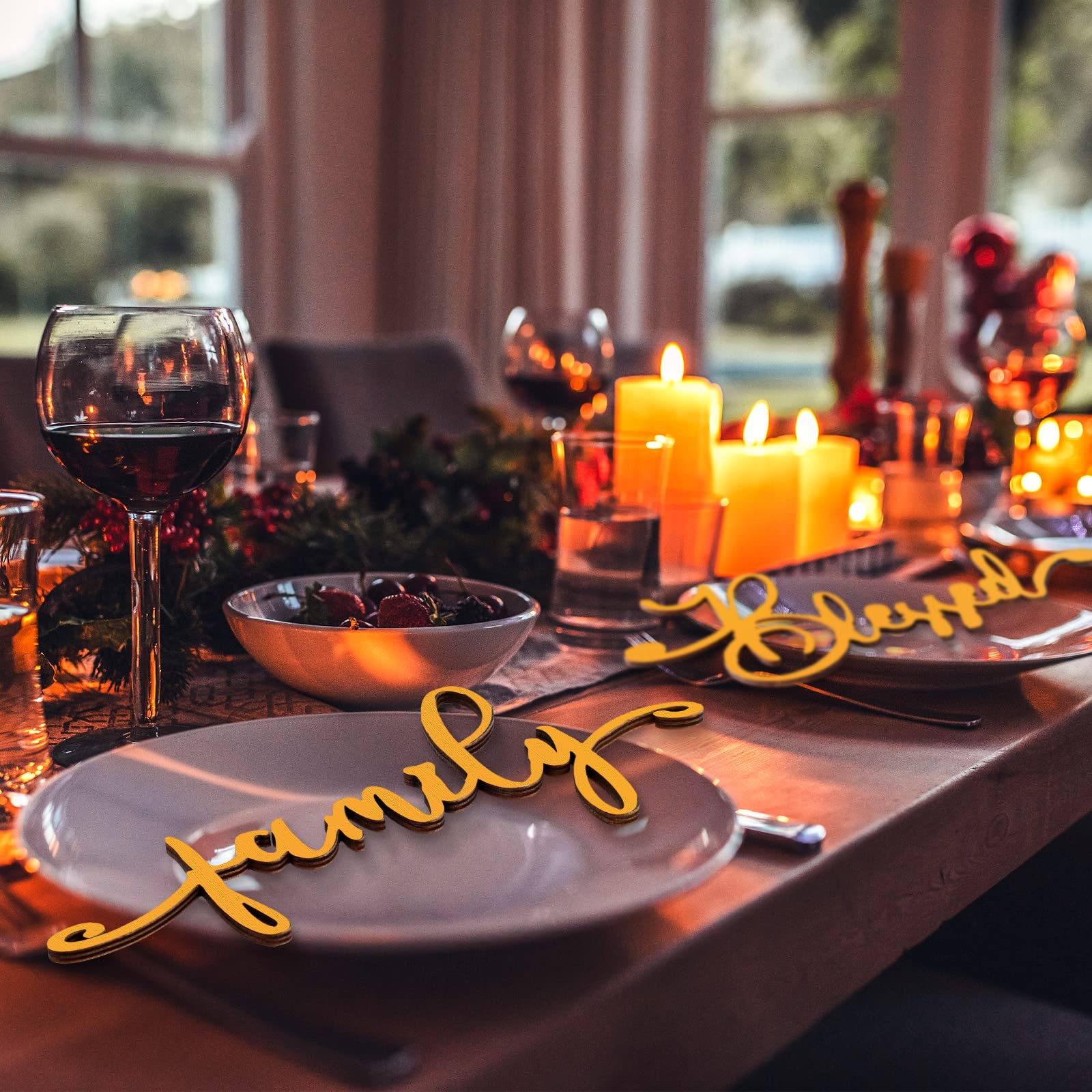 Jetec 10 Pieces Thanksgiving Decor Thankful Grateful Blessed Wood Cutout Sign for Plate Table Wall Decor Rustic Wooden Word Cuto